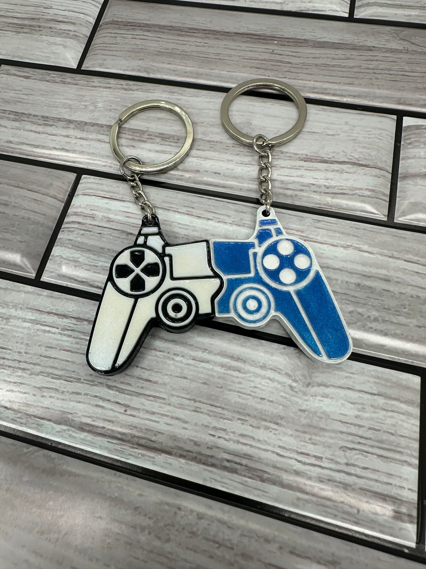 BFF Game Controller Split Keychains White and Black Color Shifting