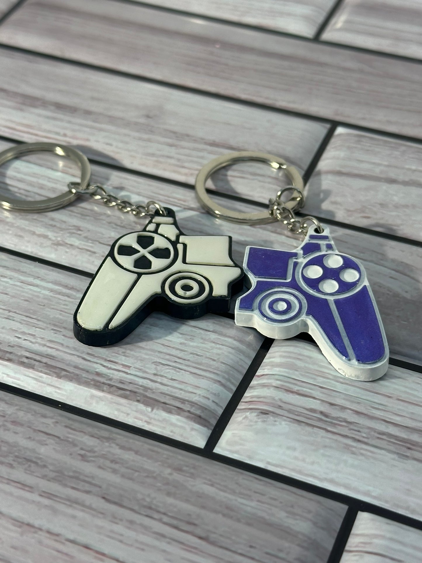 BFF Game Controller Split Keychains White and Black Color Shifting