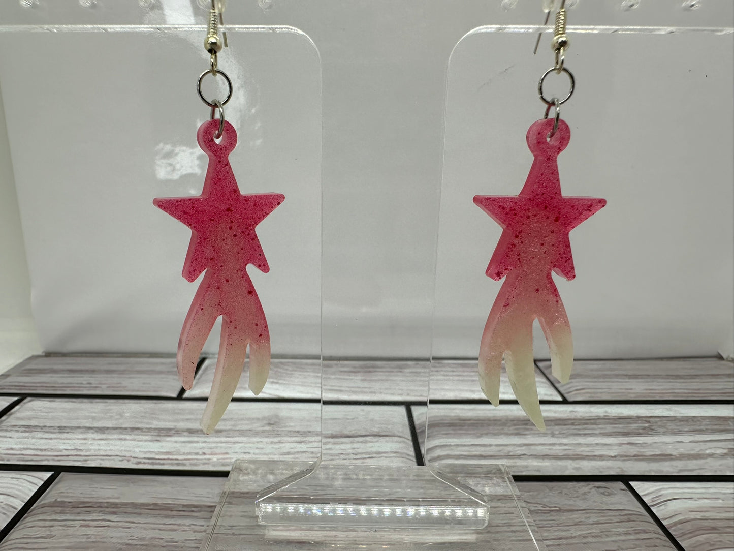 Pink to White Shooting Star Earrings