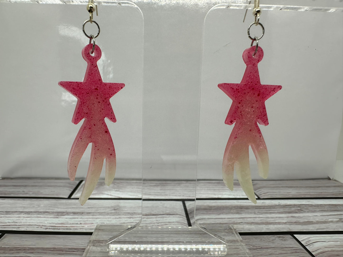 Pink to White Shooting Star Earrings