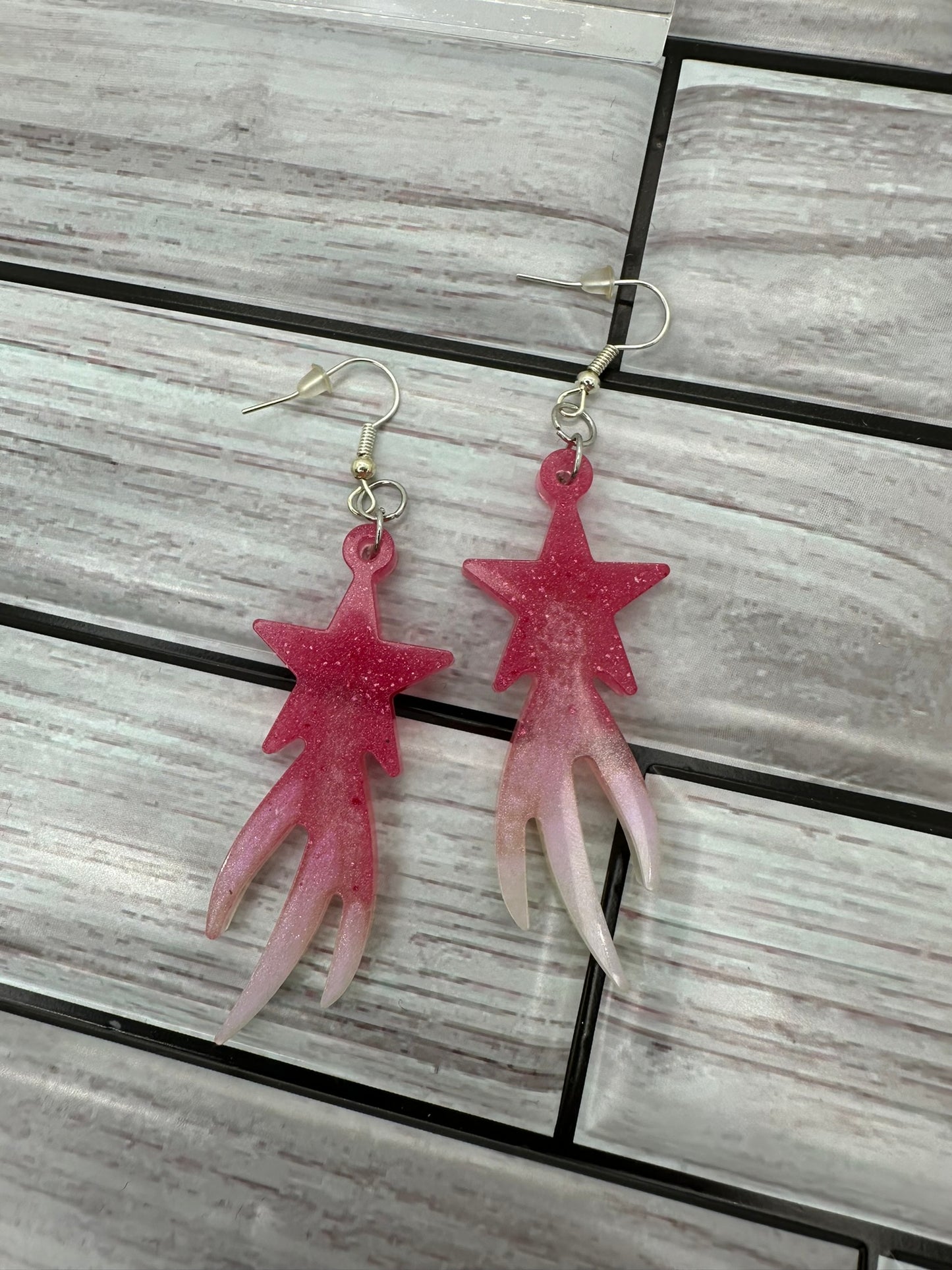 Pink to White Shooting Star Earrings