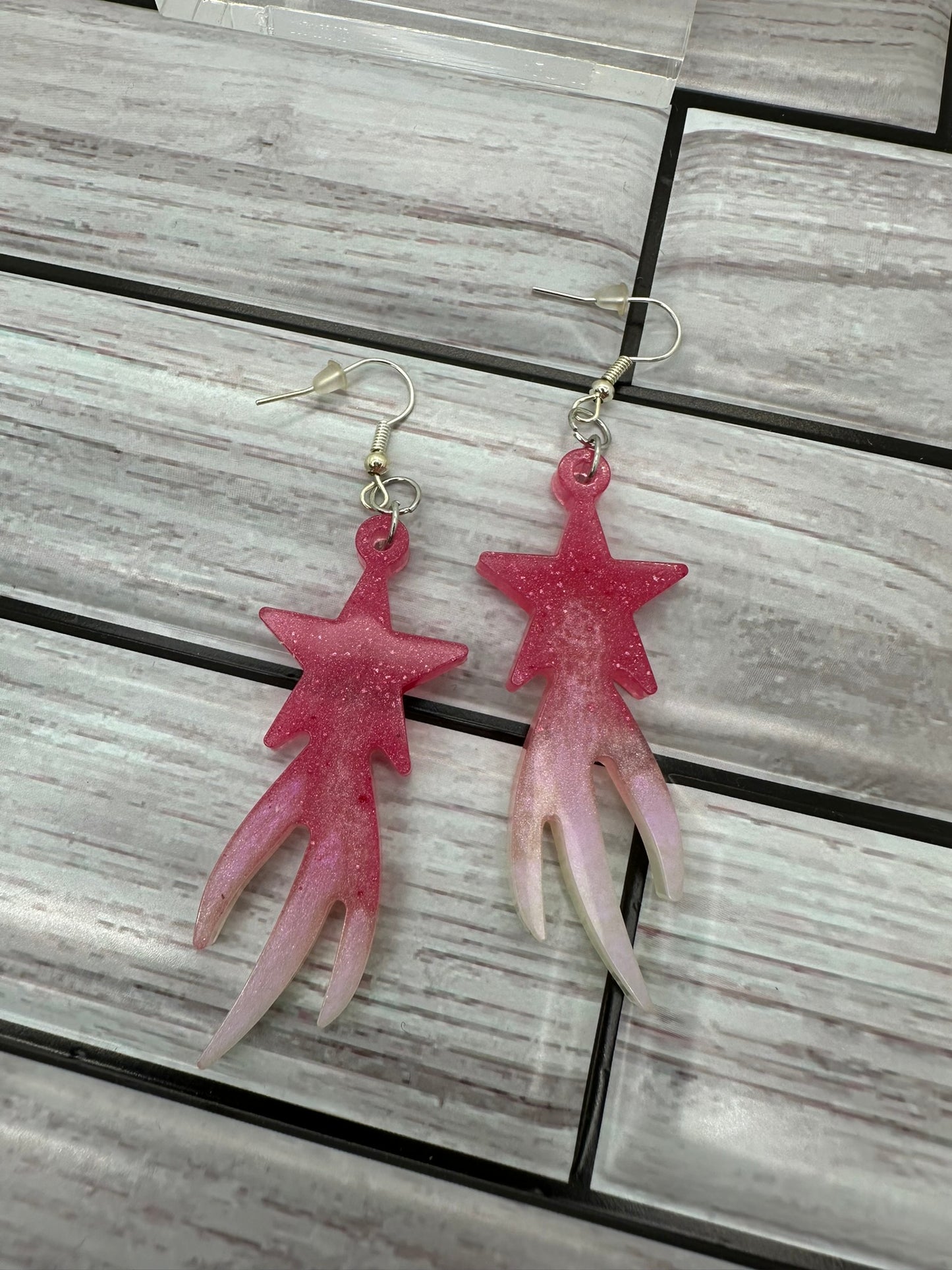 Pink to White Shooting Star Earrings