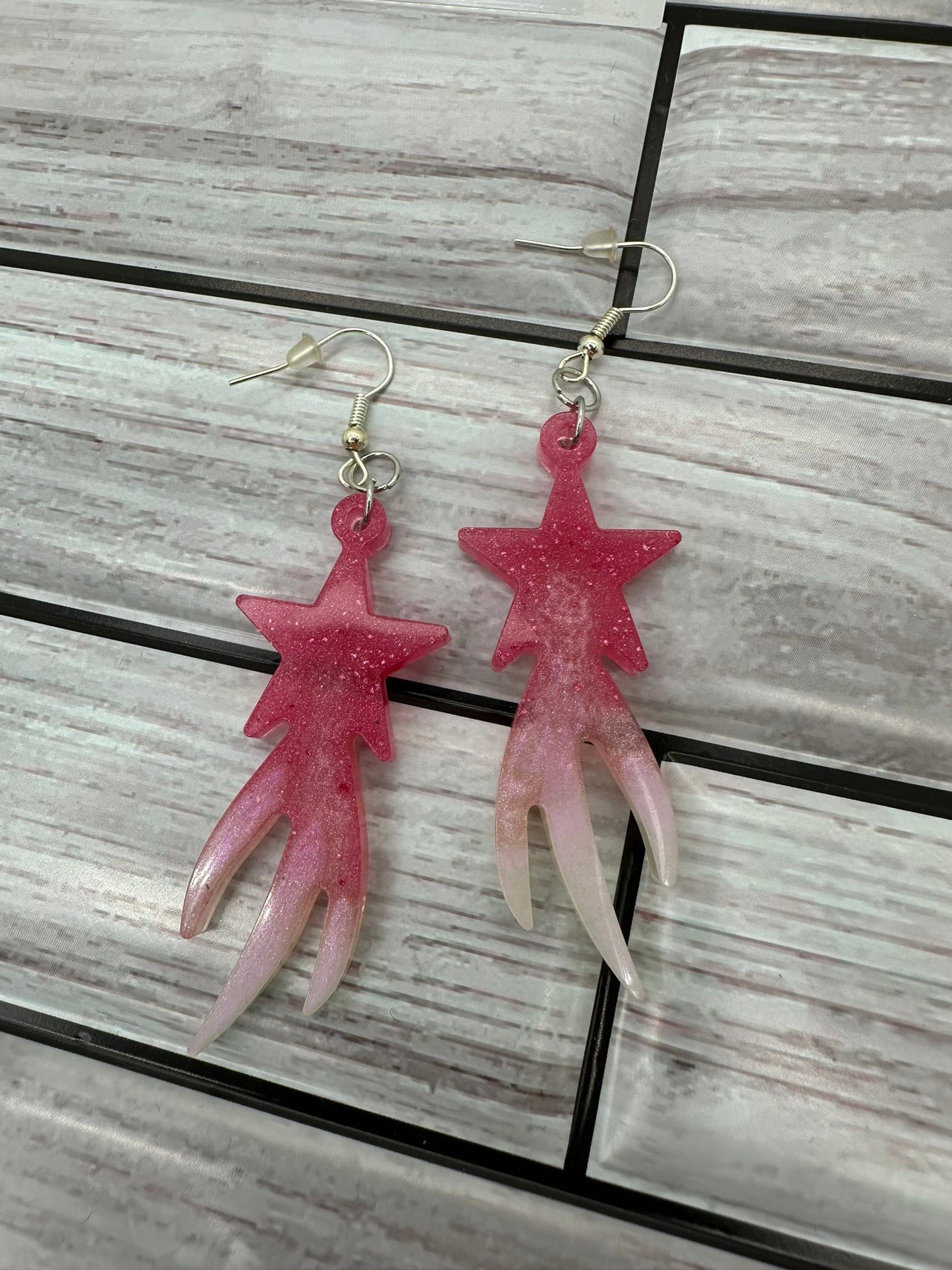 Pink to White Shooting Star Earrings