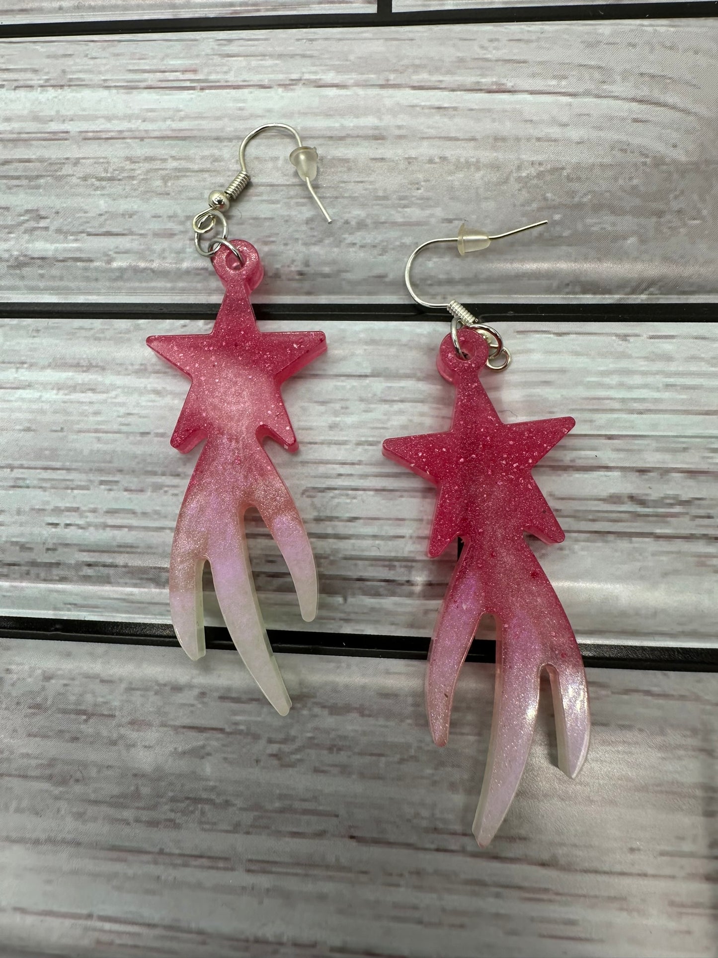 Pink to White Shooting Star Earrings