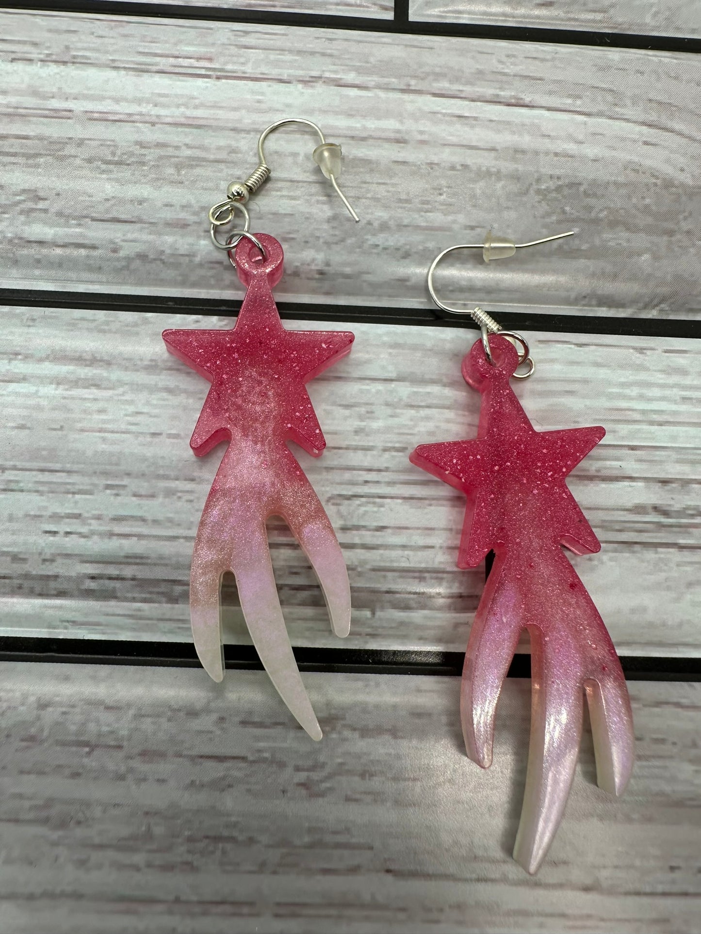 Pink to White Shooting Star Earrings