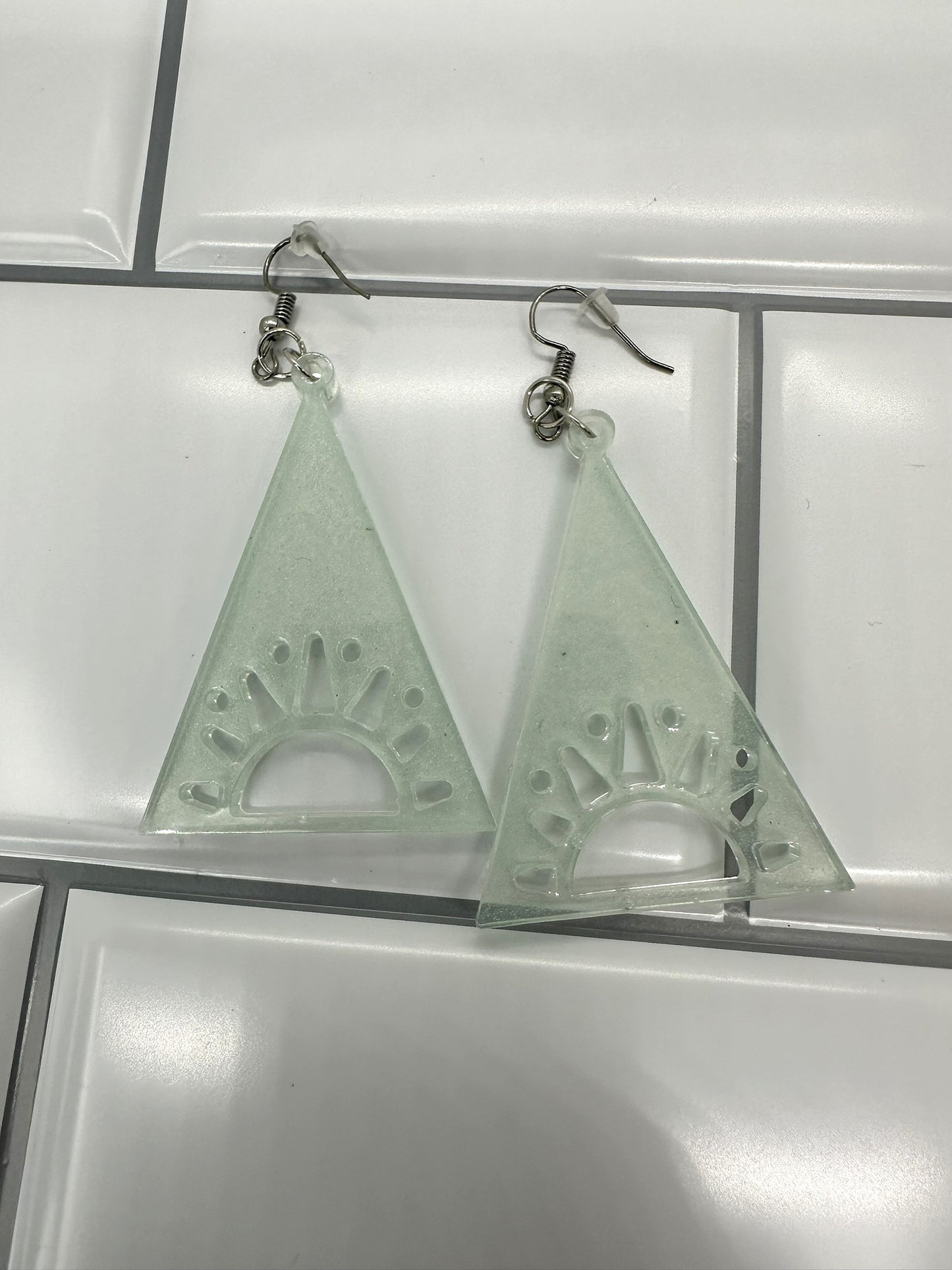 Triangle Sun Transparent Sea Foam Earrings