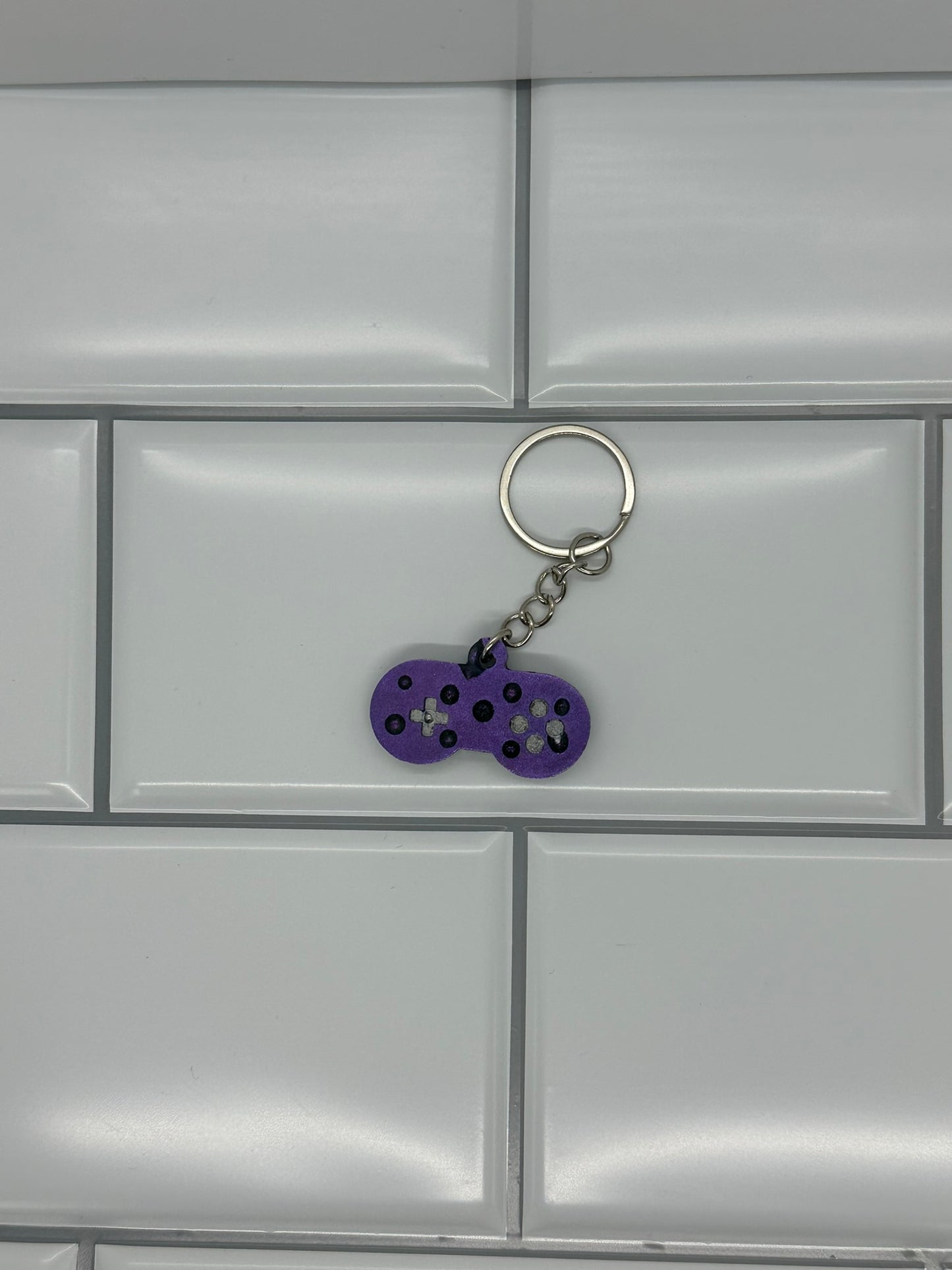 Purple Raindrop Gamer Controller Keychain