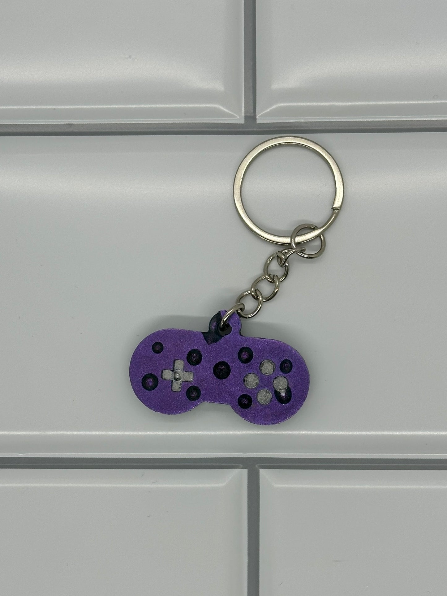 Purple Raindrop Gamer Controller Keychain