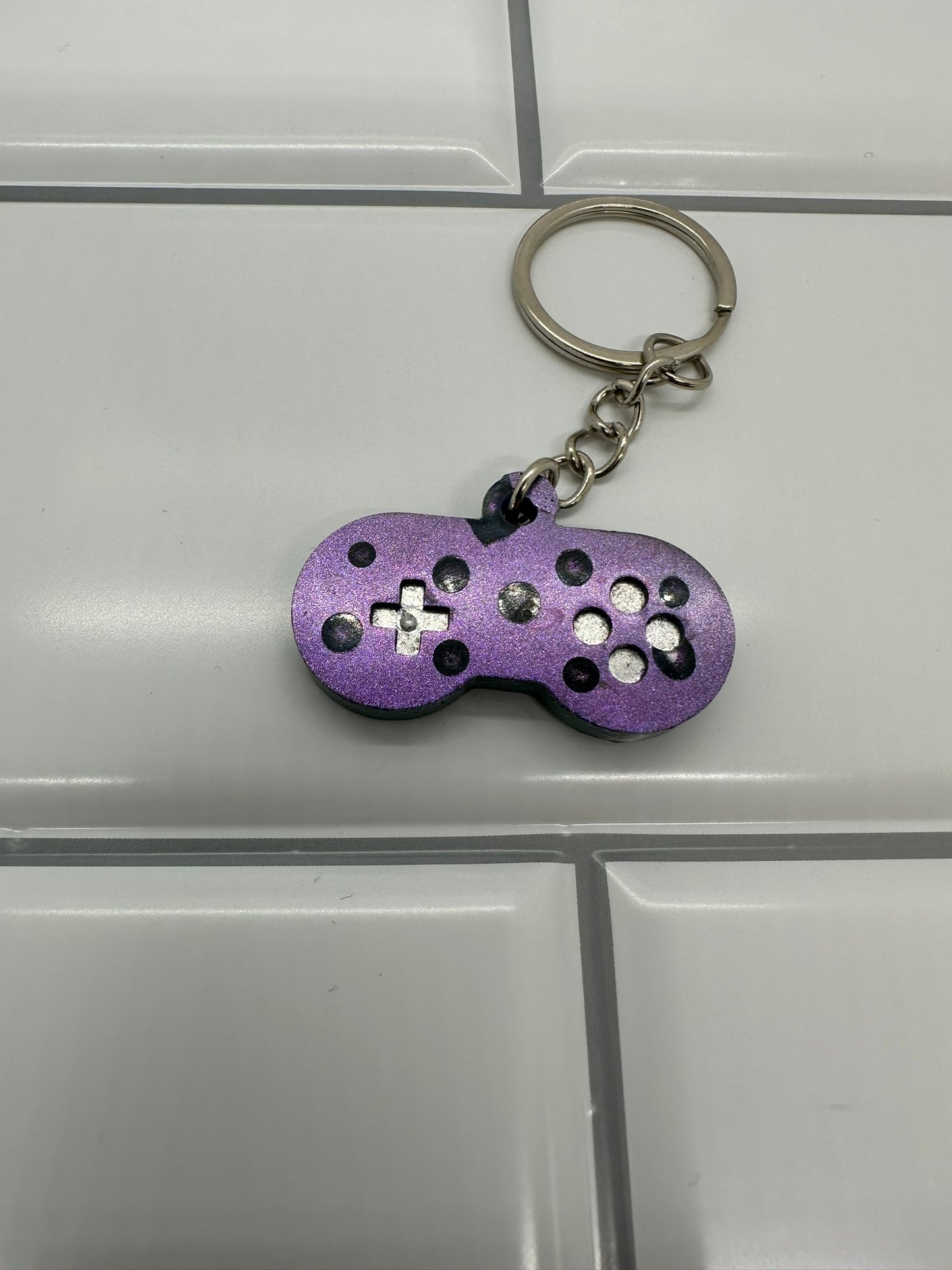 Purple Raindrop Gamer Controller Keychain