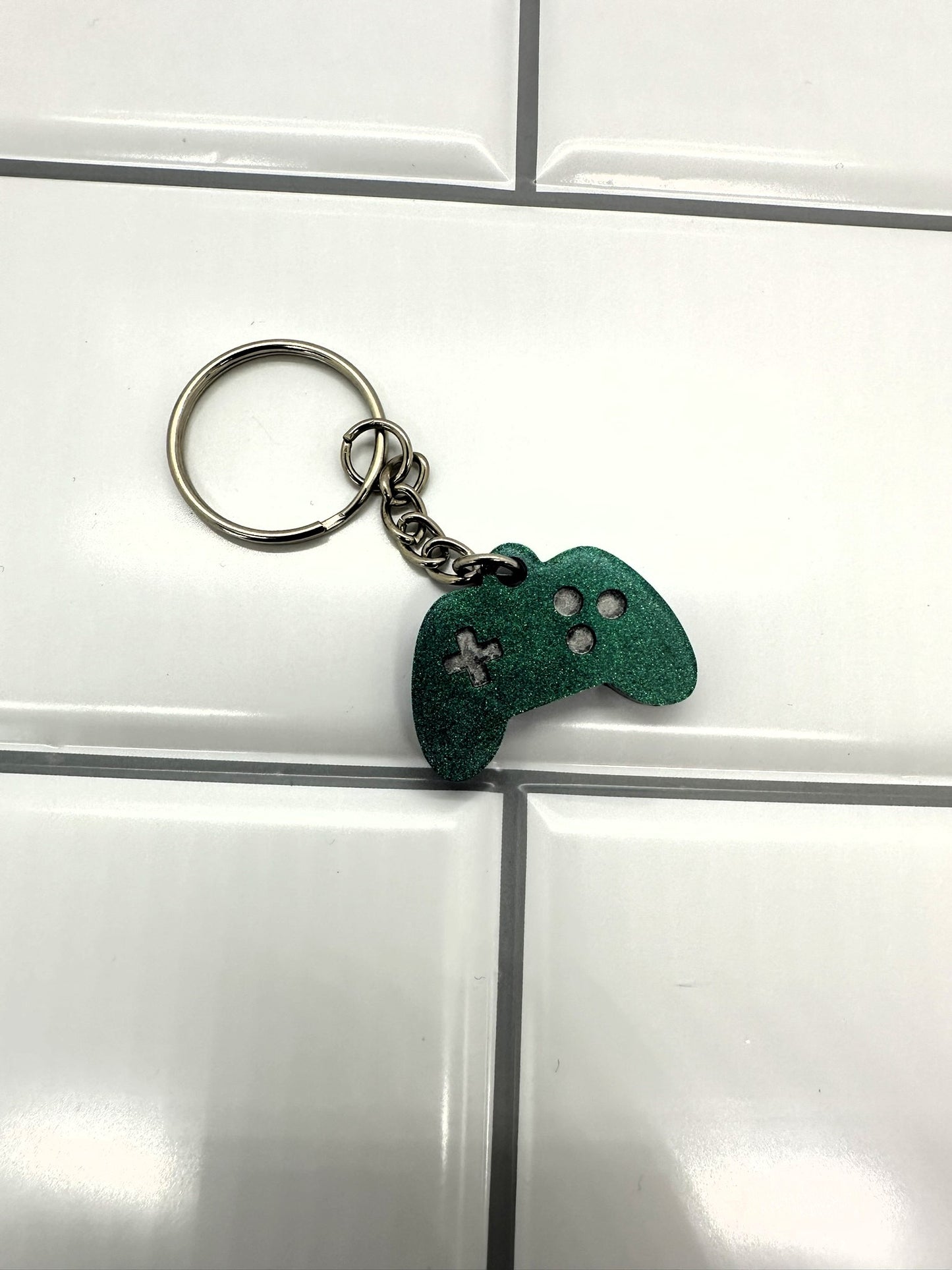 Green to Blue Gamer Keychain