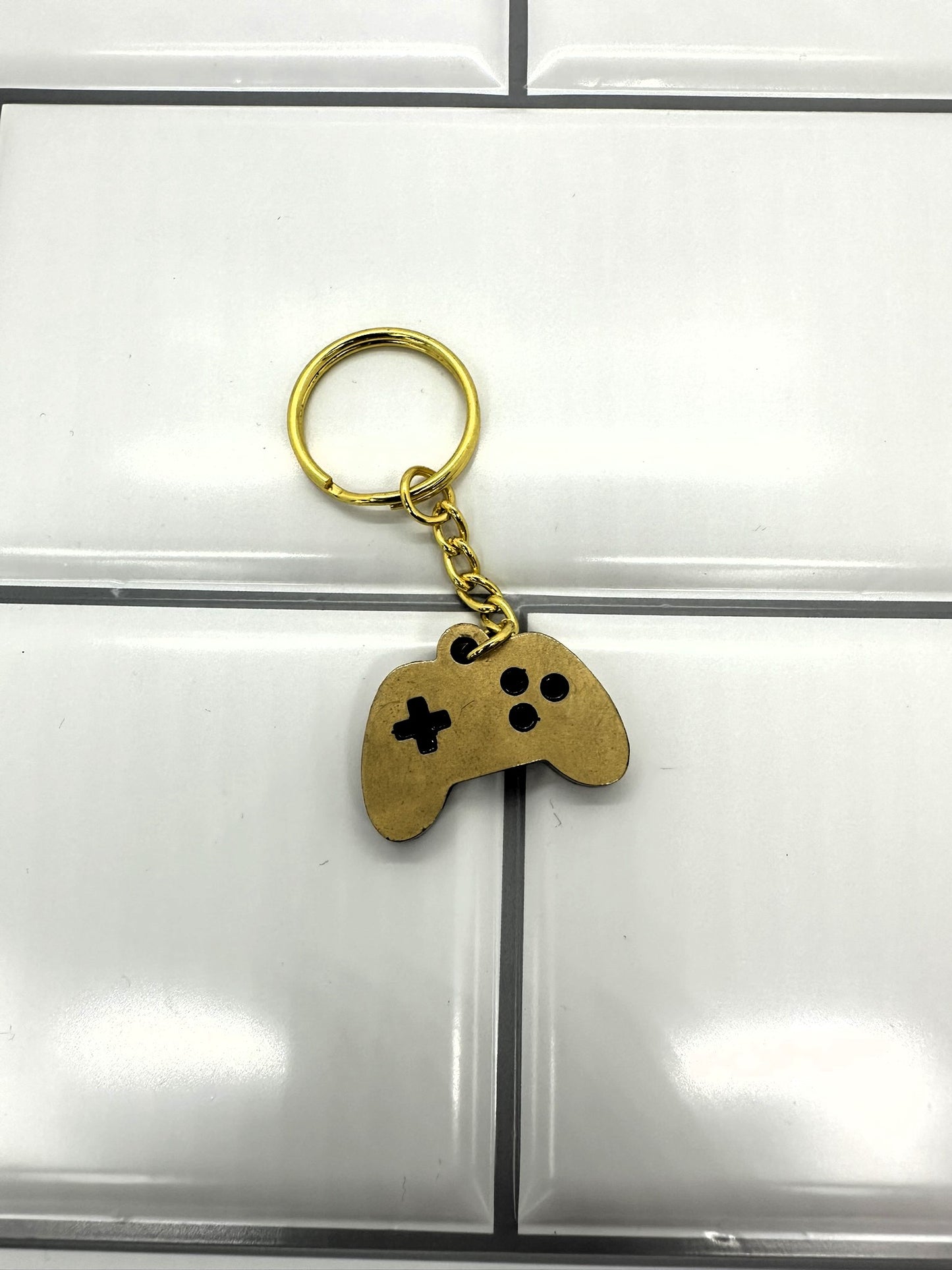 Antique Gold Game Controller Keychain