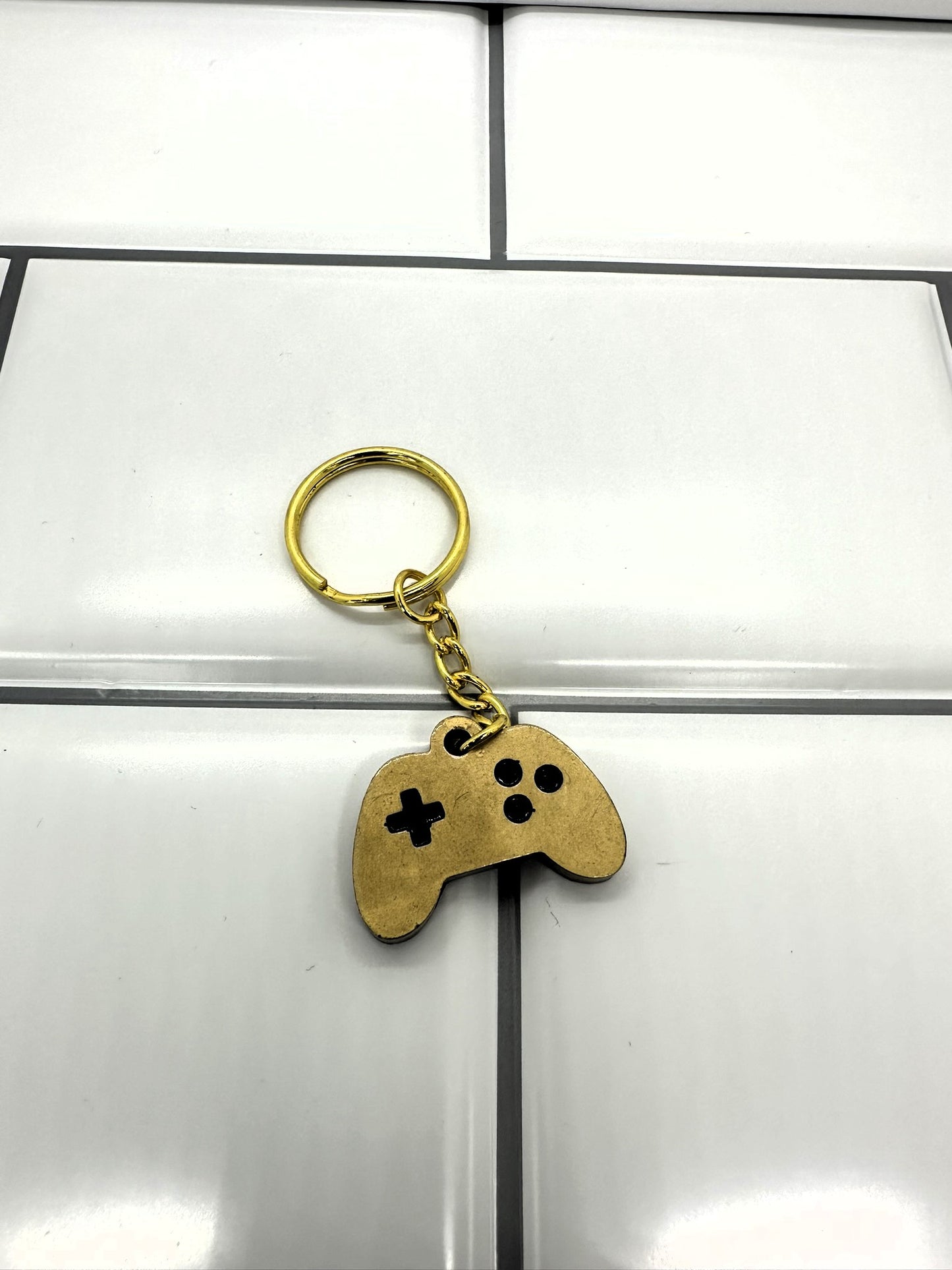 Antique Gold Game Controller Keychain