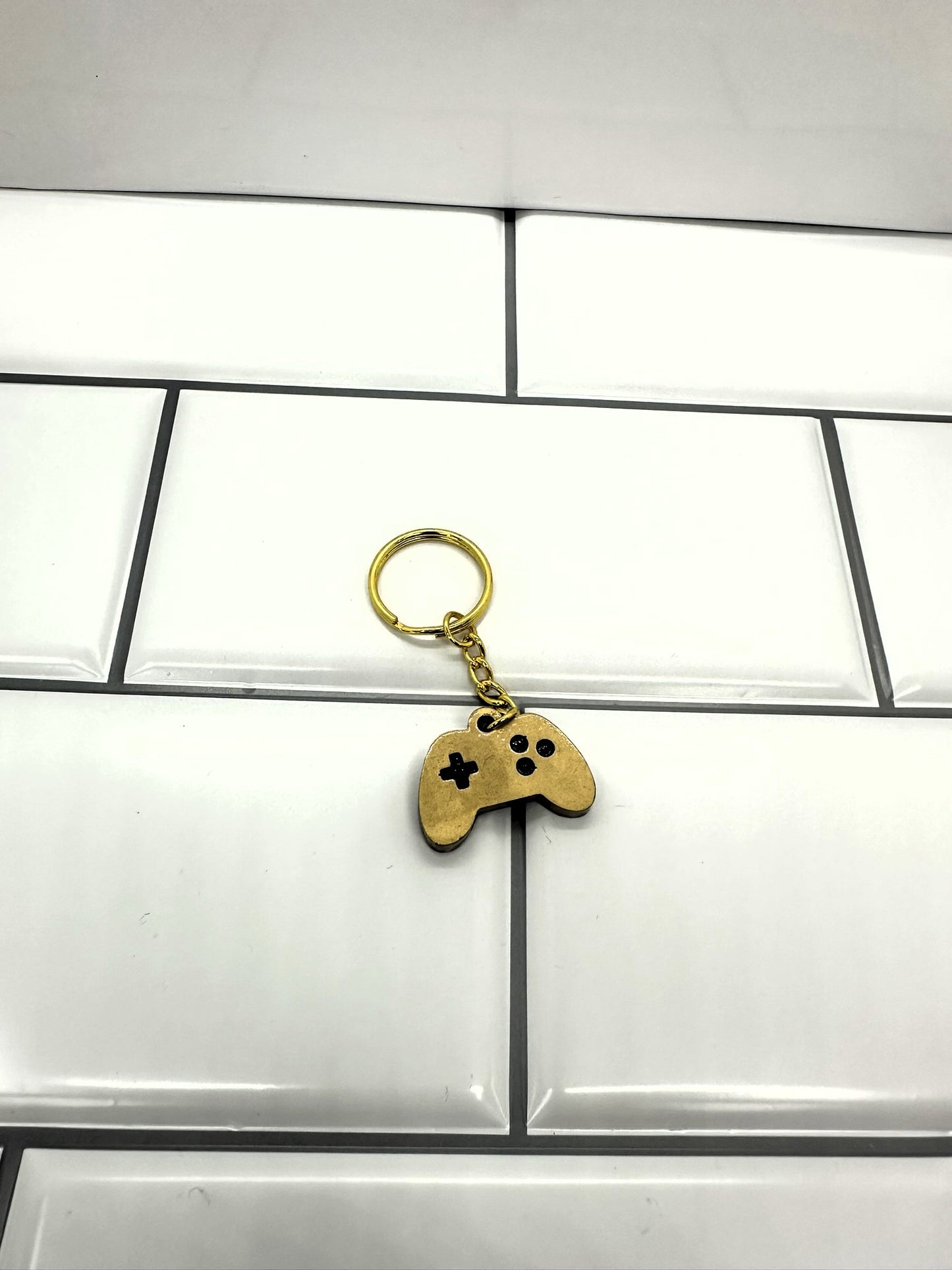 Antique Gold Game Controller Keychain