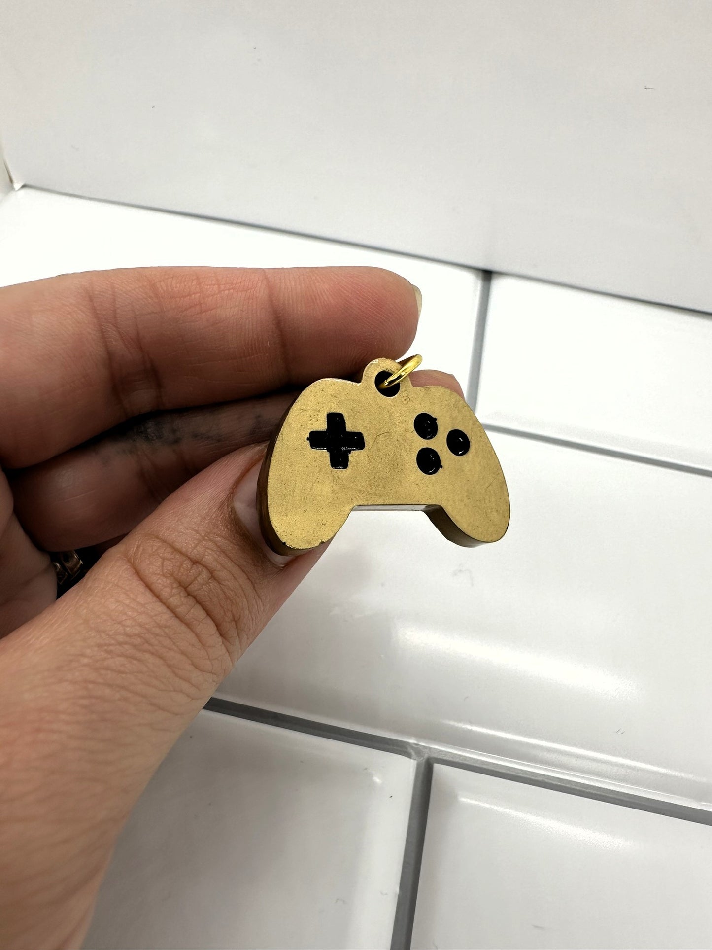 Antique Gold Game Controller Keychain