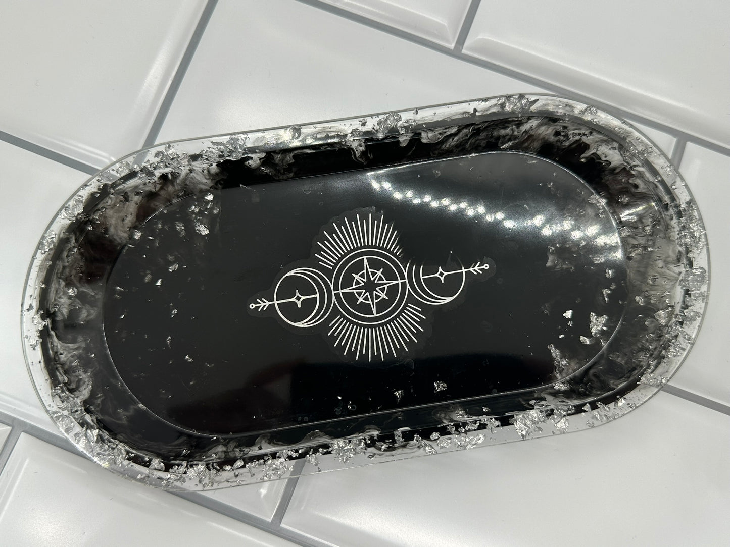 Mystical Black and Silver Trinket Tray