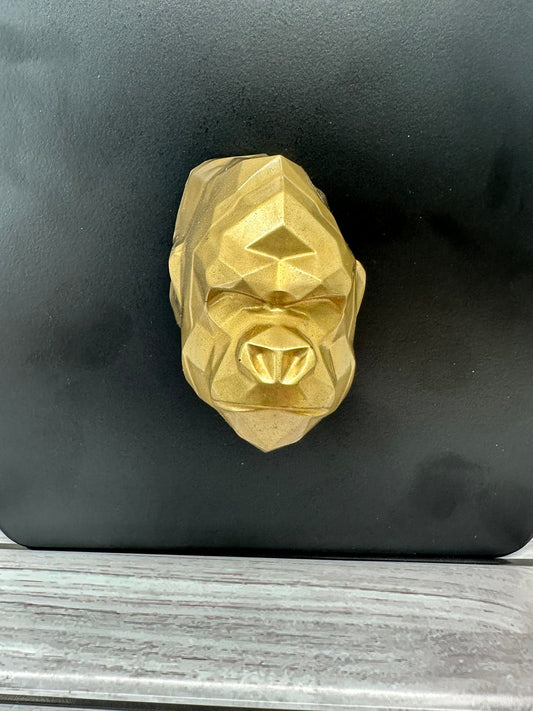 Gold Gorilla Head Fridge Magnet