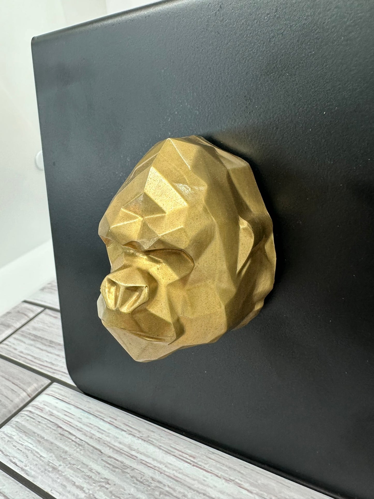 Gold Gorilla Head Fridge Magnet