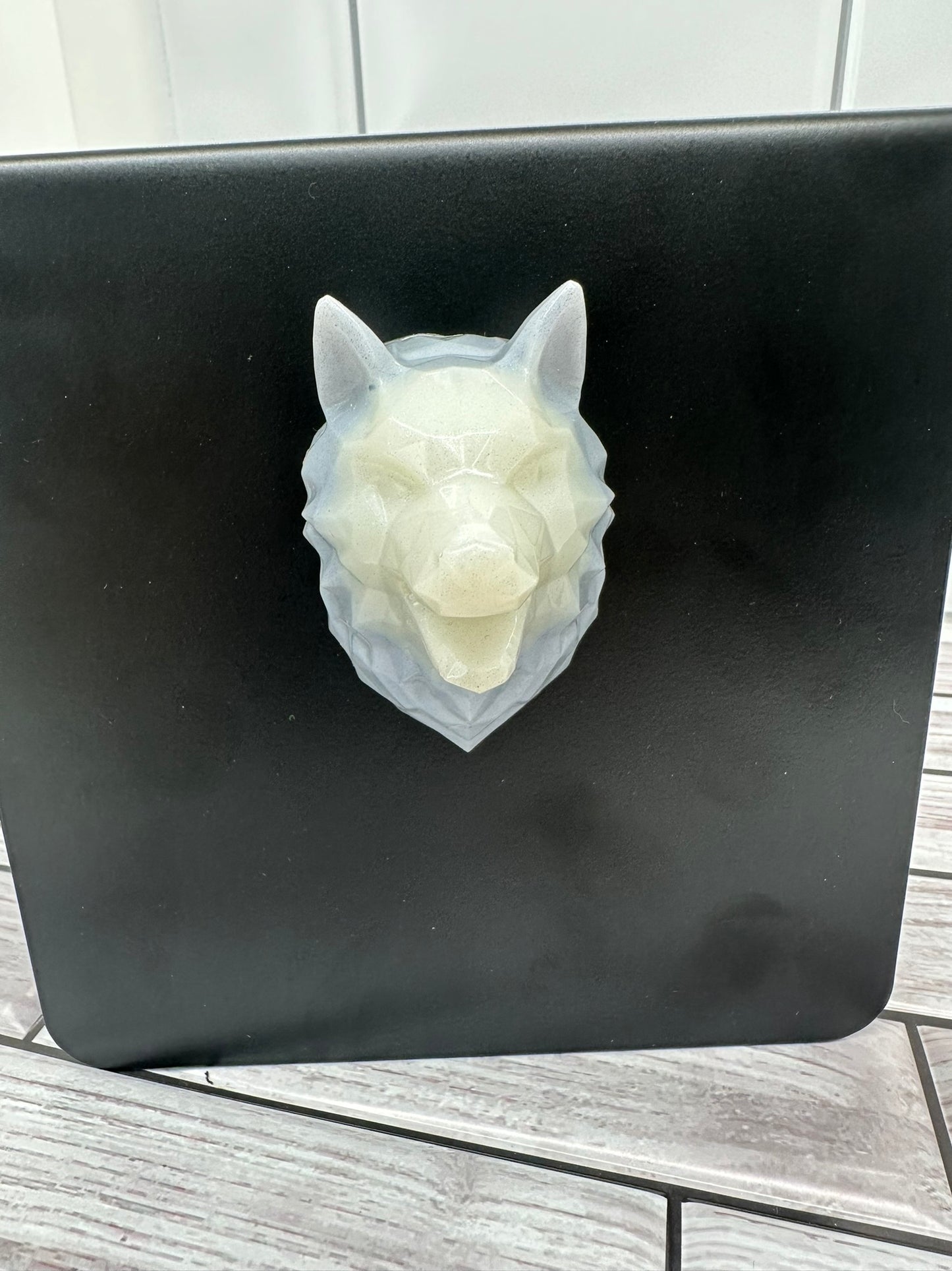 White & Blue Wolf Head Fridge Magnet