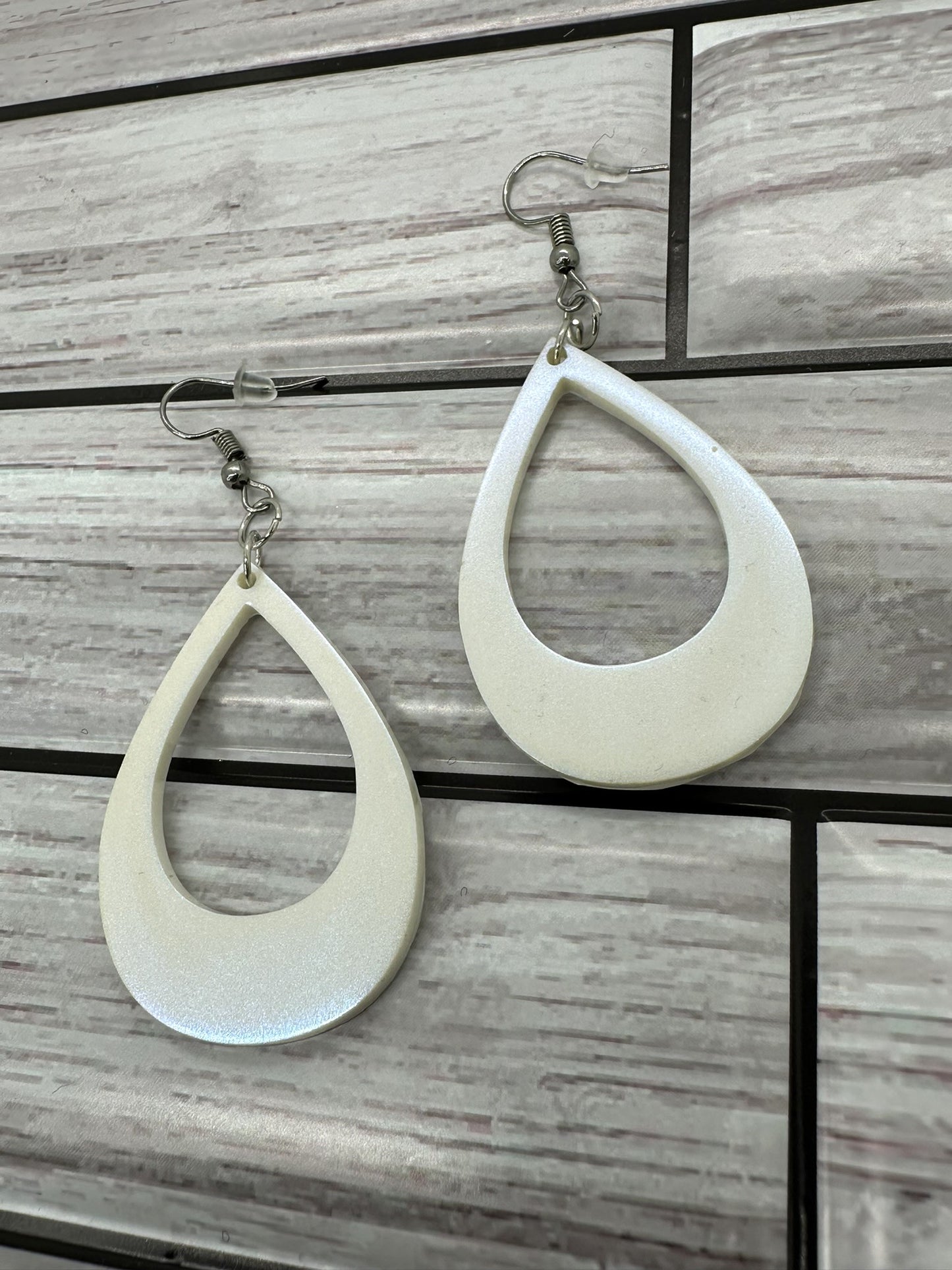 Teardrop White Color Shift to Yellow Earrings