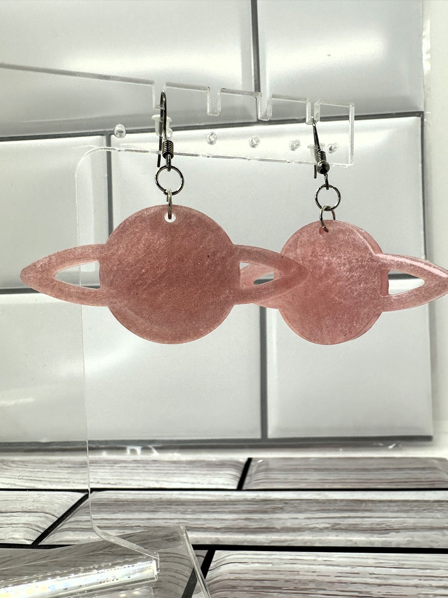 Saturn Light Pink Shimmer Earrings