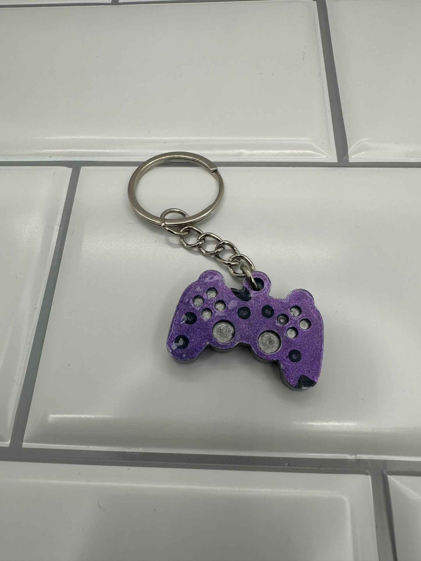 Purple Rain Drop Color Shift Translucent Game Controller Keychain