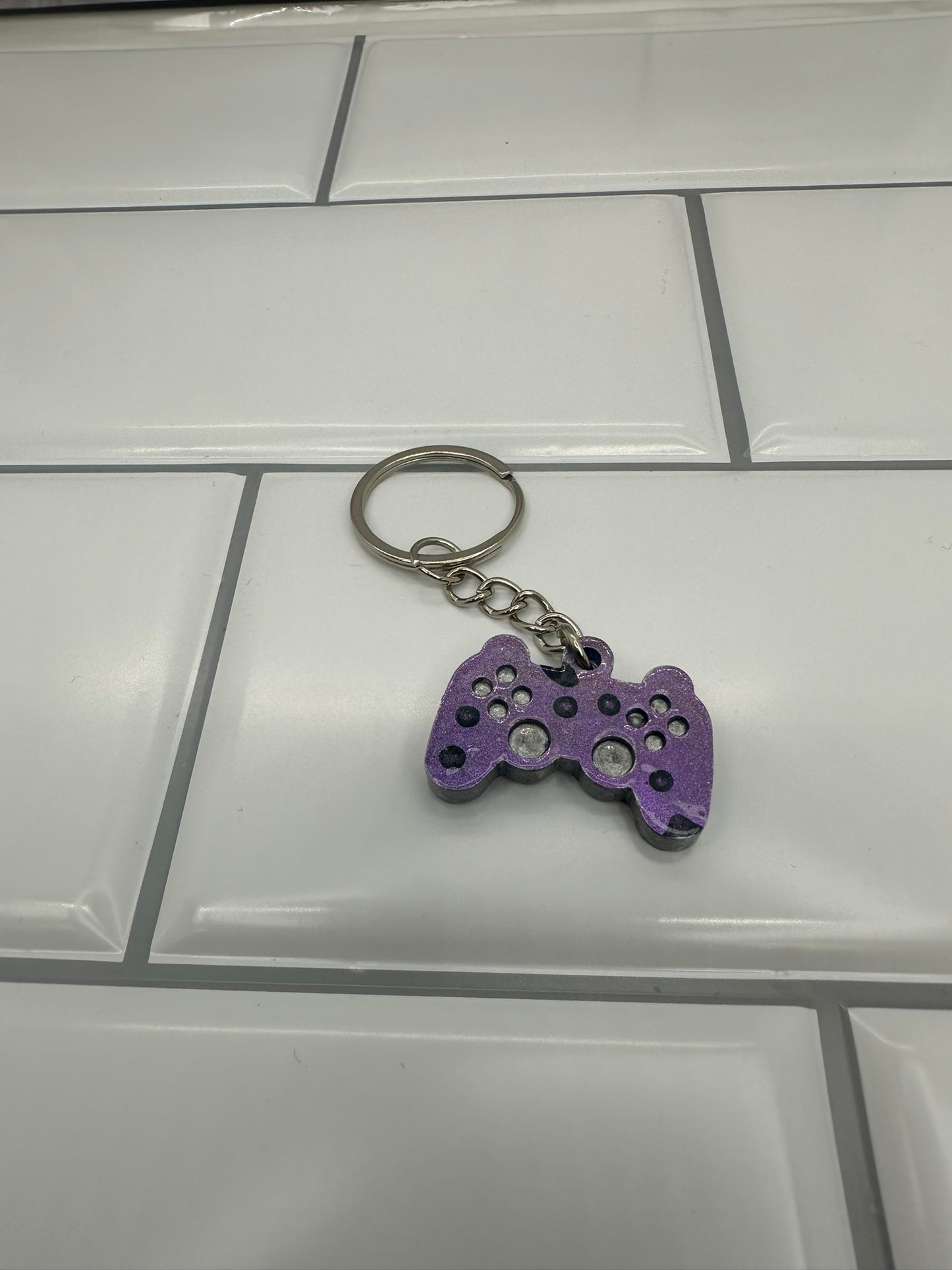 Purple Rain Drop Color Shift Translucent Game Controller Keychain