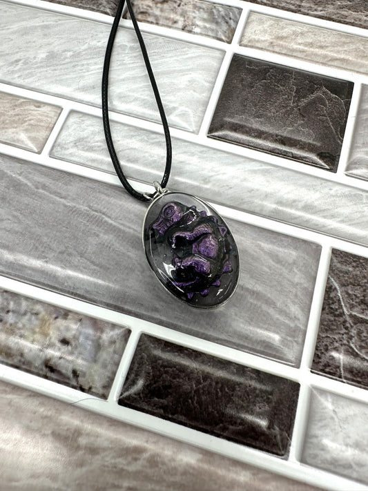 Purple Baby Dinosaur Egg Pendent Necklace