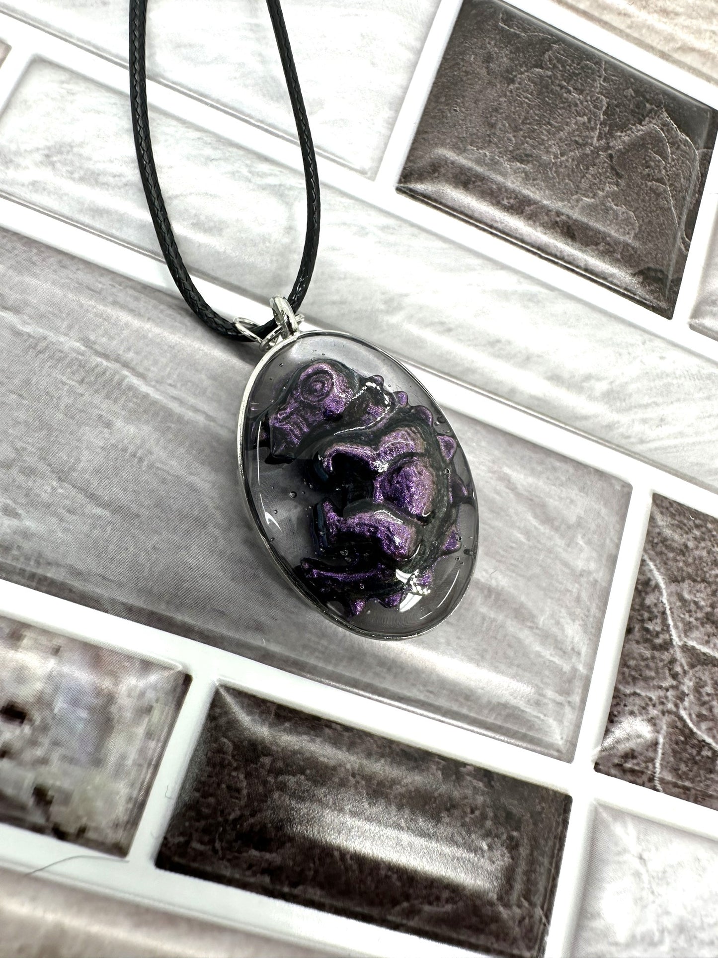 Purple Baby Dinosaur Egg Pendent Necklace