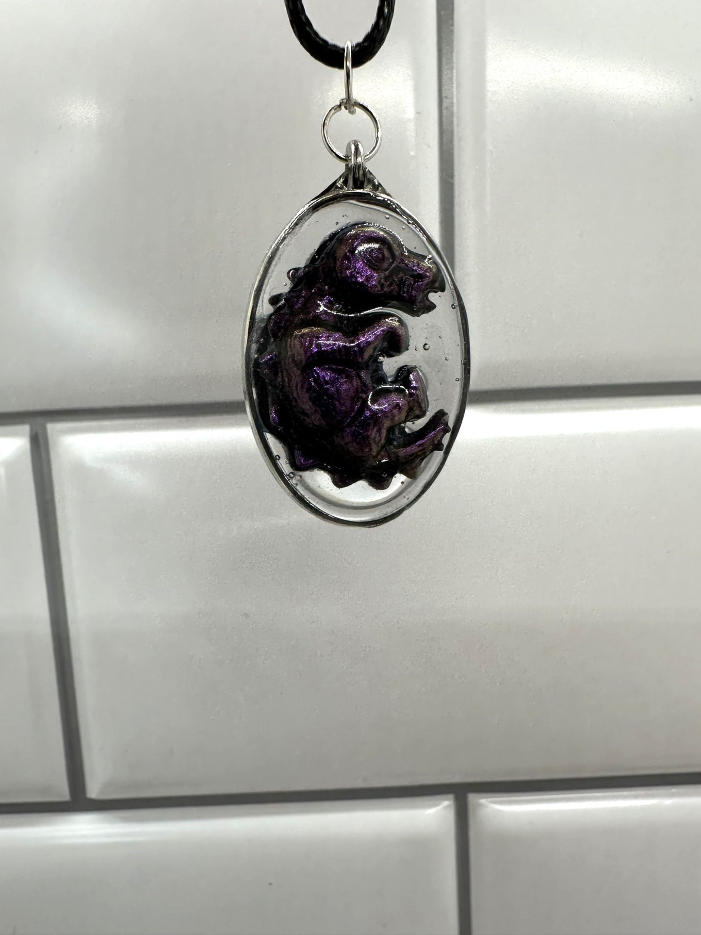 Purple Baby Dinosaur Egg Pendent Necklace