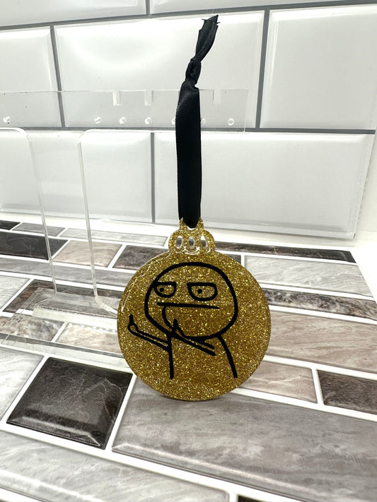 Gold Glitter F U Guy Ornament