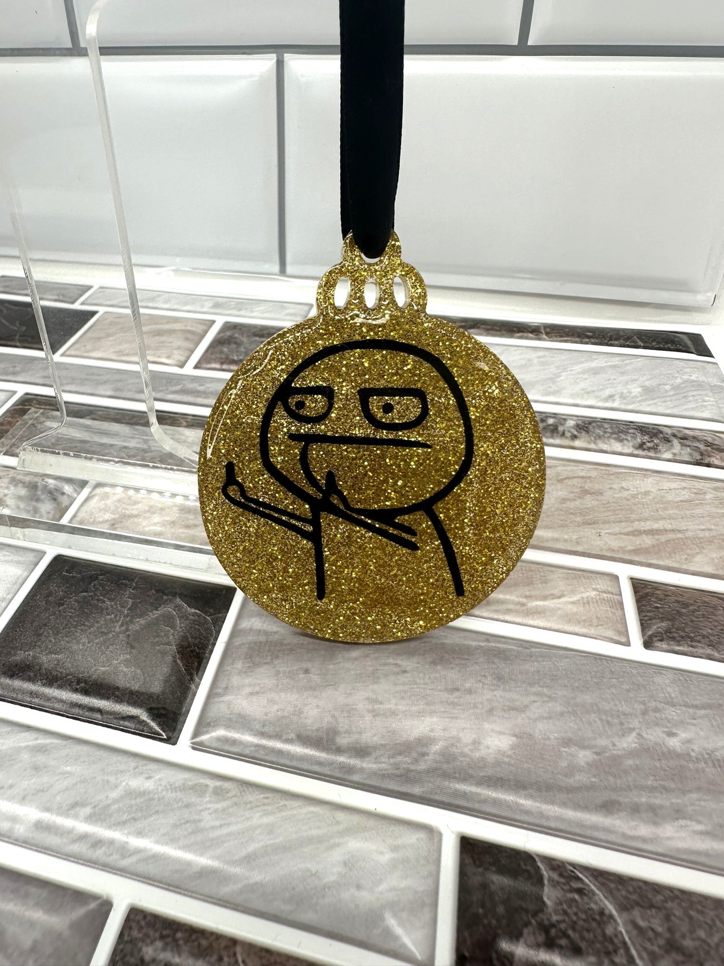 Gold Glitter F U Guy Ornament