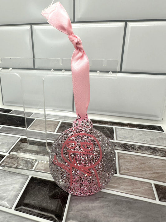 Pink and Silver F U Guy Ornament