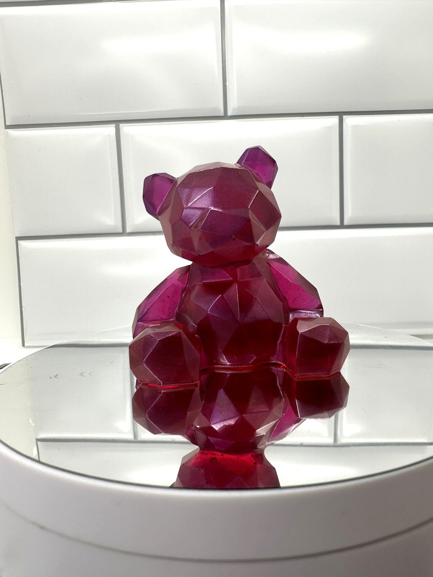 Geometric Purple Bear Resin Decor