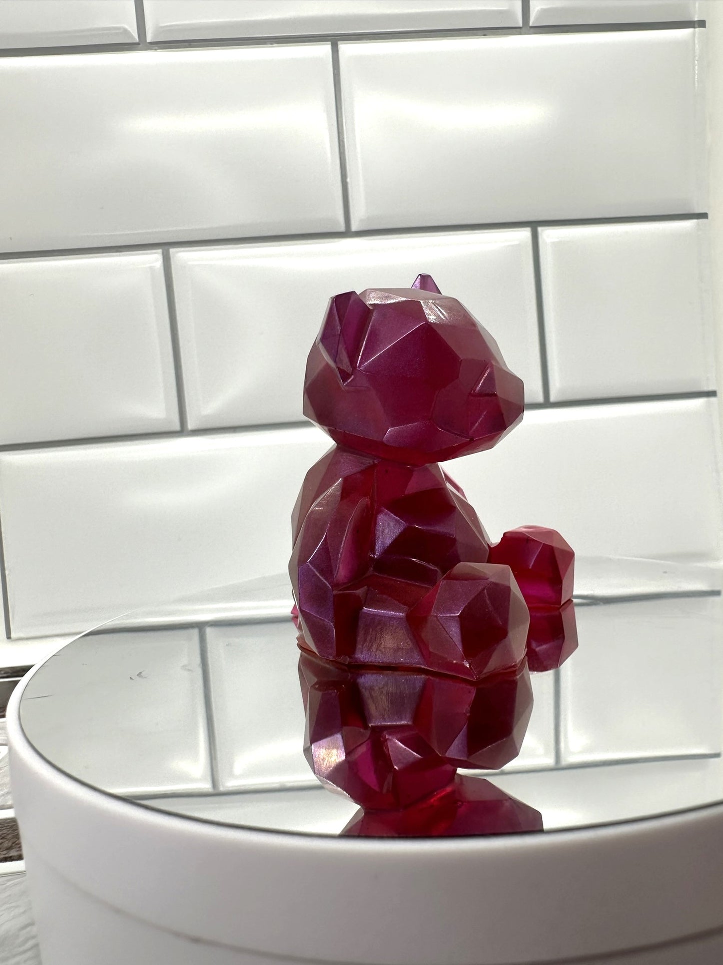 Geometric Purple Bear Resin Decor