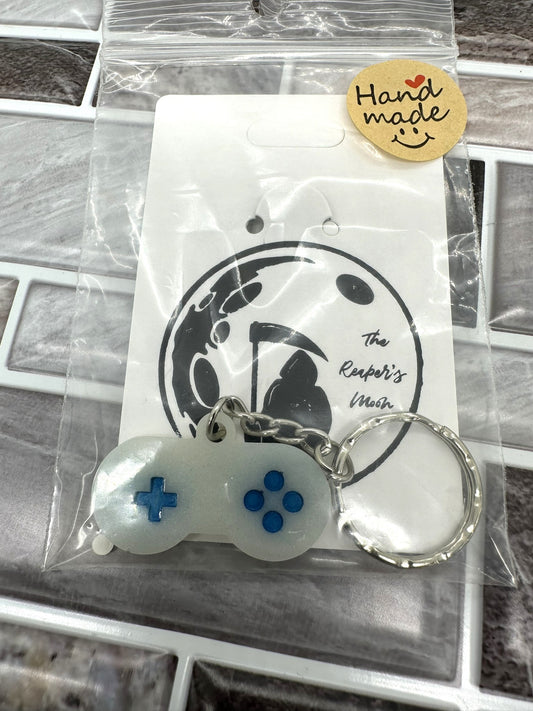 White Game Controller Resin Keychain