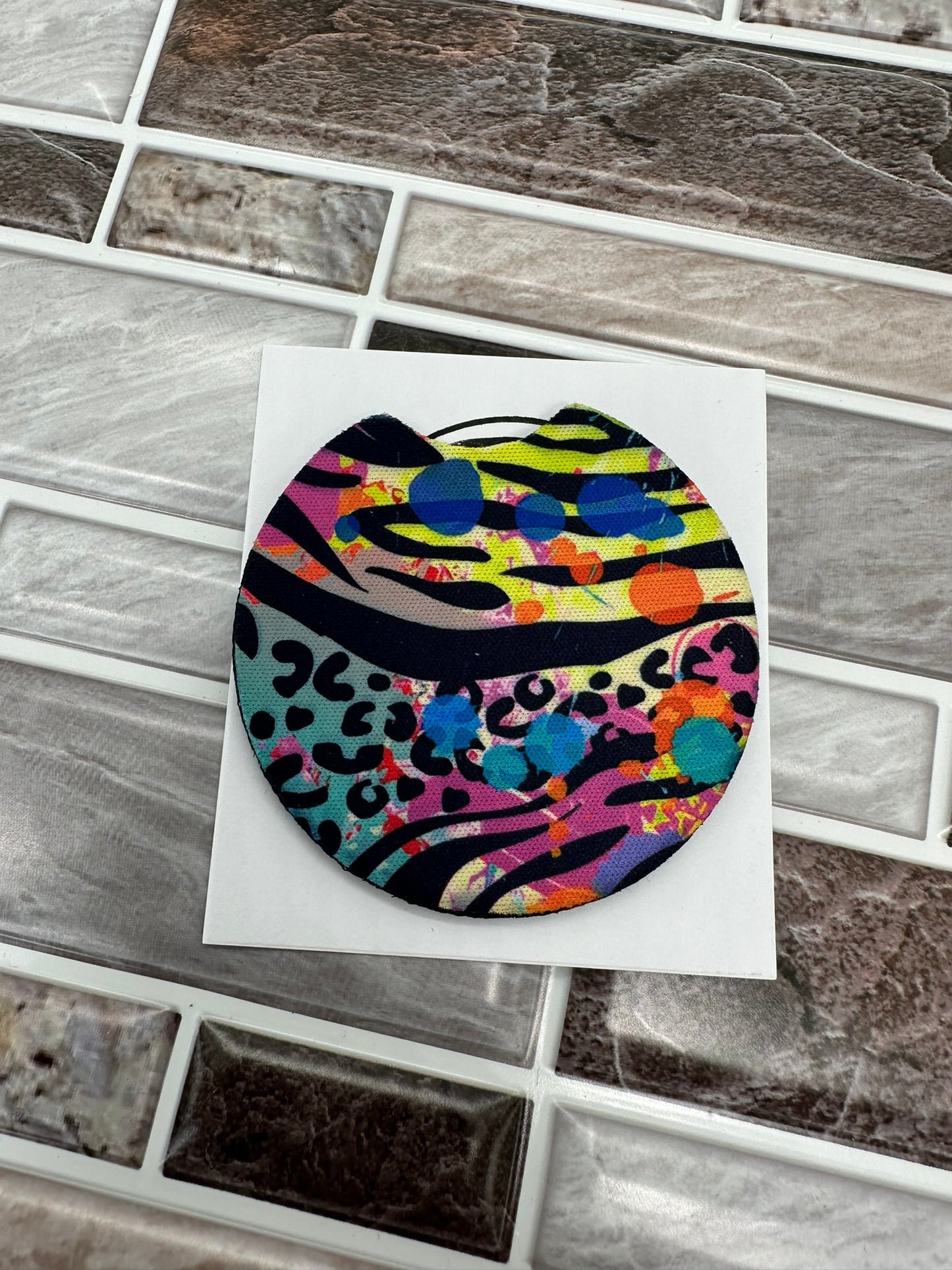 Multi Color Zebra & Cheetah Print Neoprene Car Coaster Single