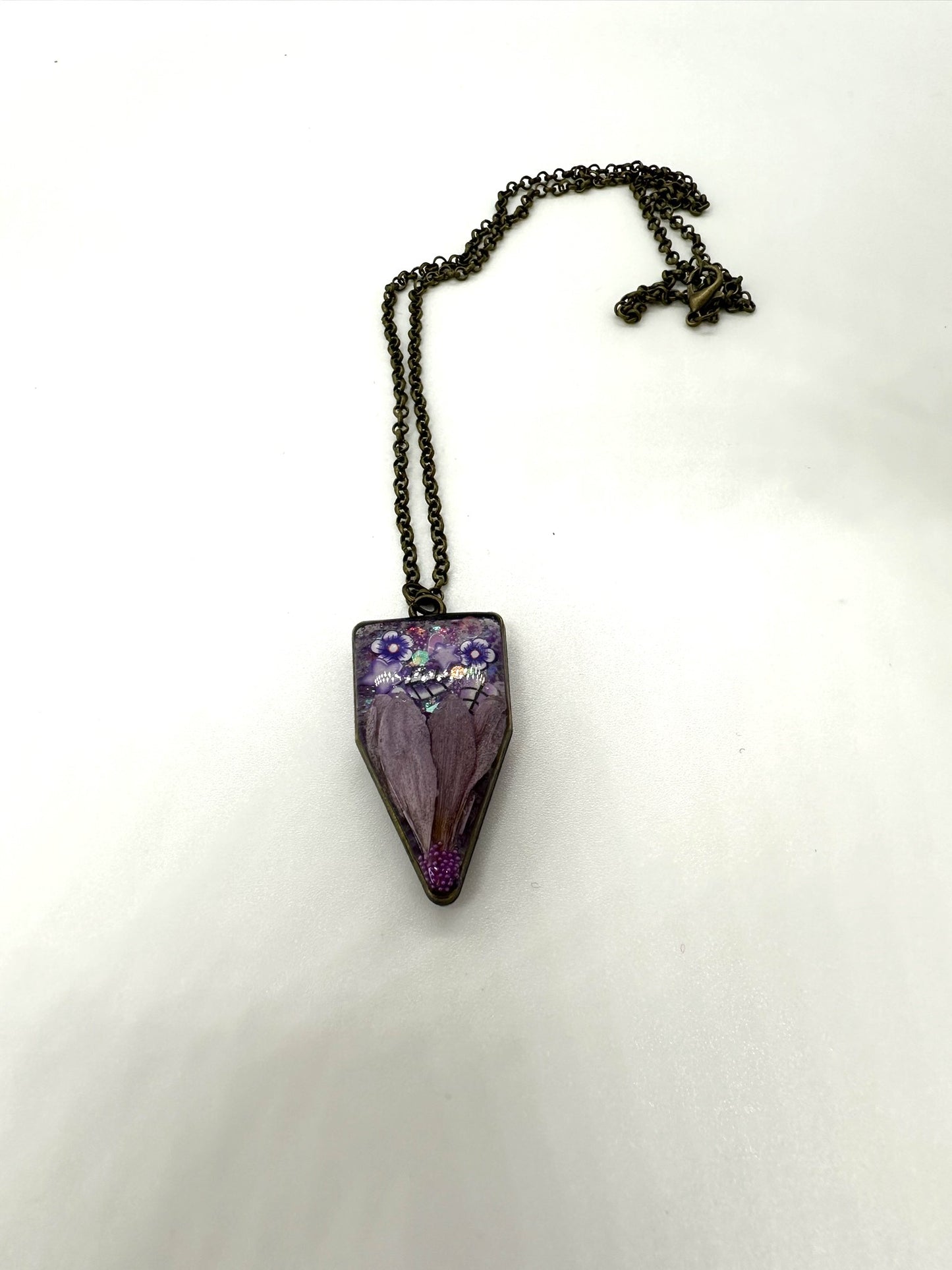 Enchanted Purple Garden Resin Necklace