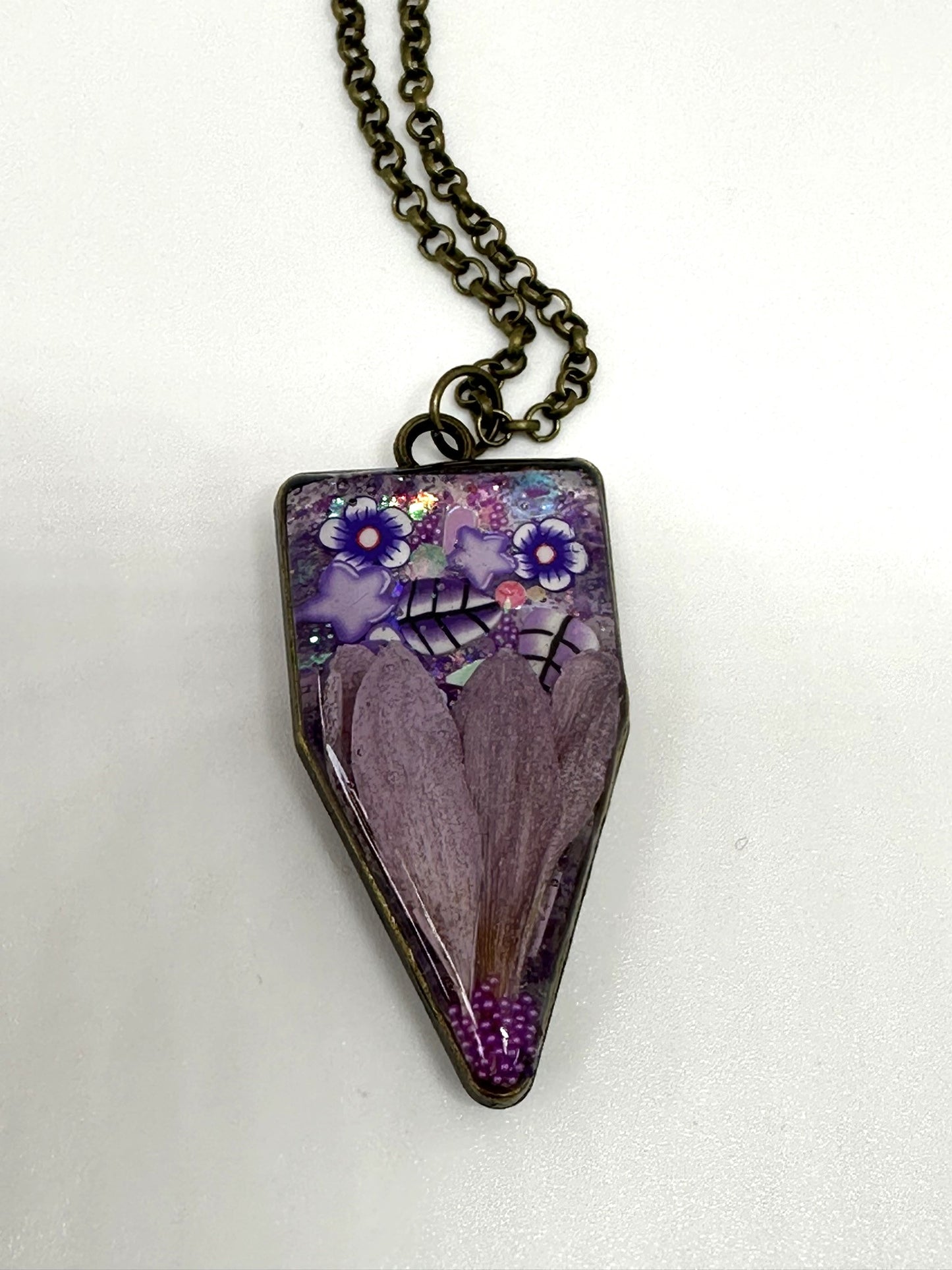 Enchanted Purple Garden Resin Necklace