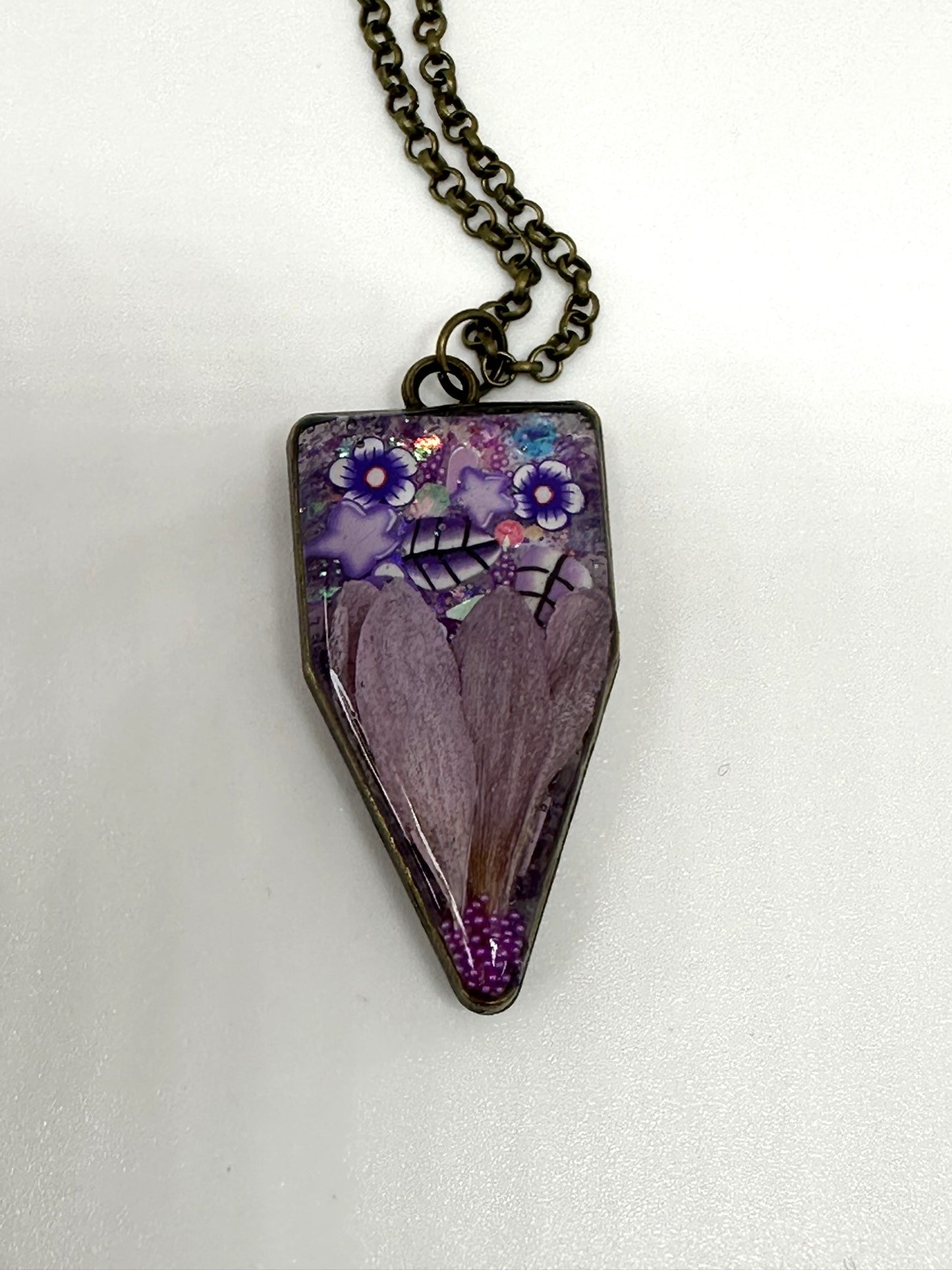 Enchanted Purple Garden Resin Necklace