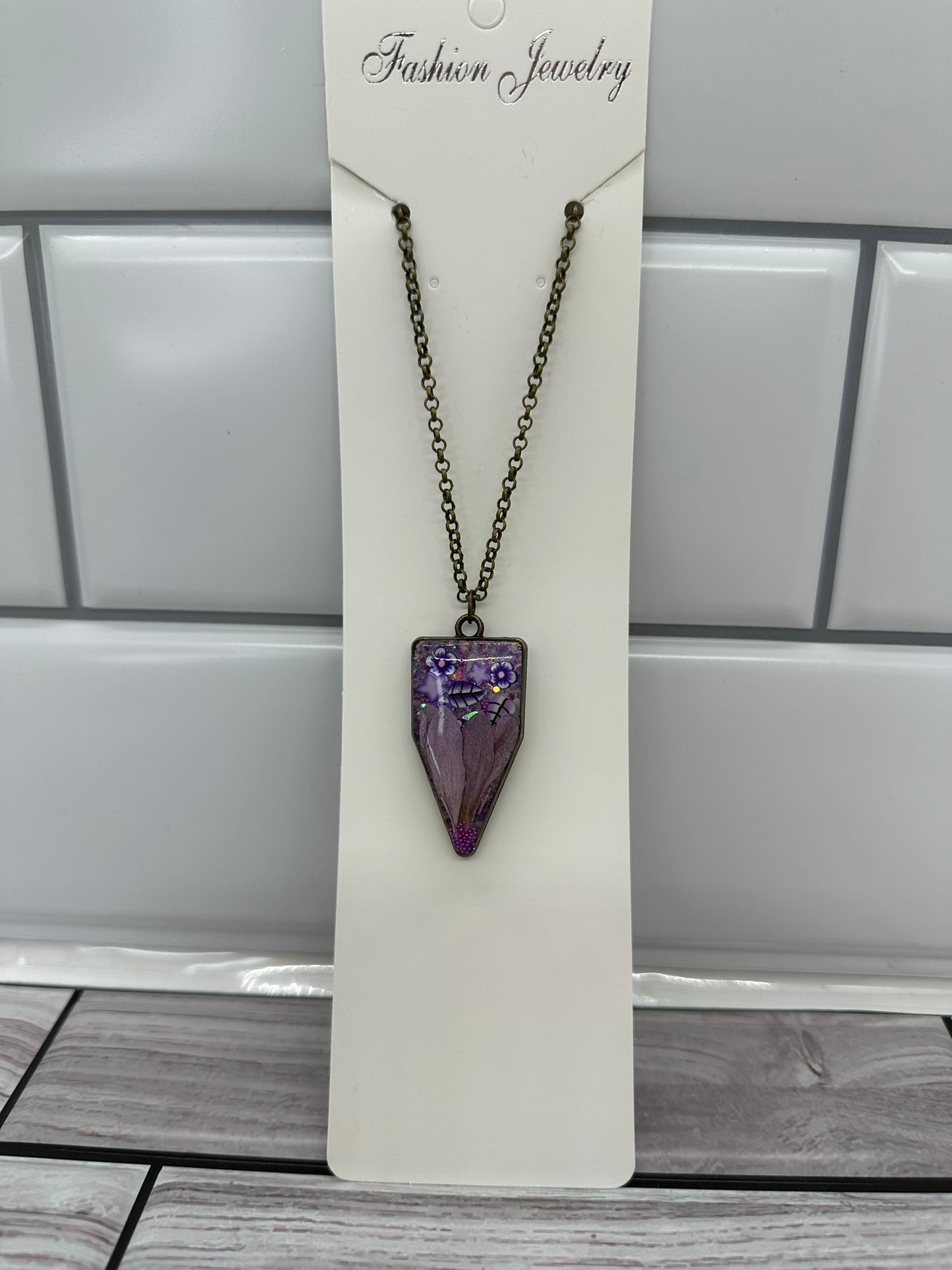 Enchanted Purple Garden Resin Necklace