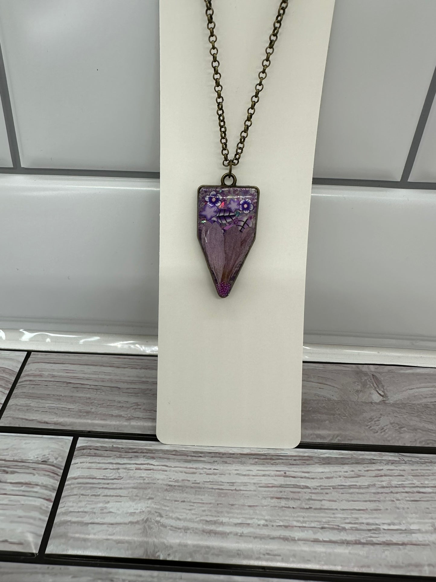 Enchanted Purple Garden Resin Necklace