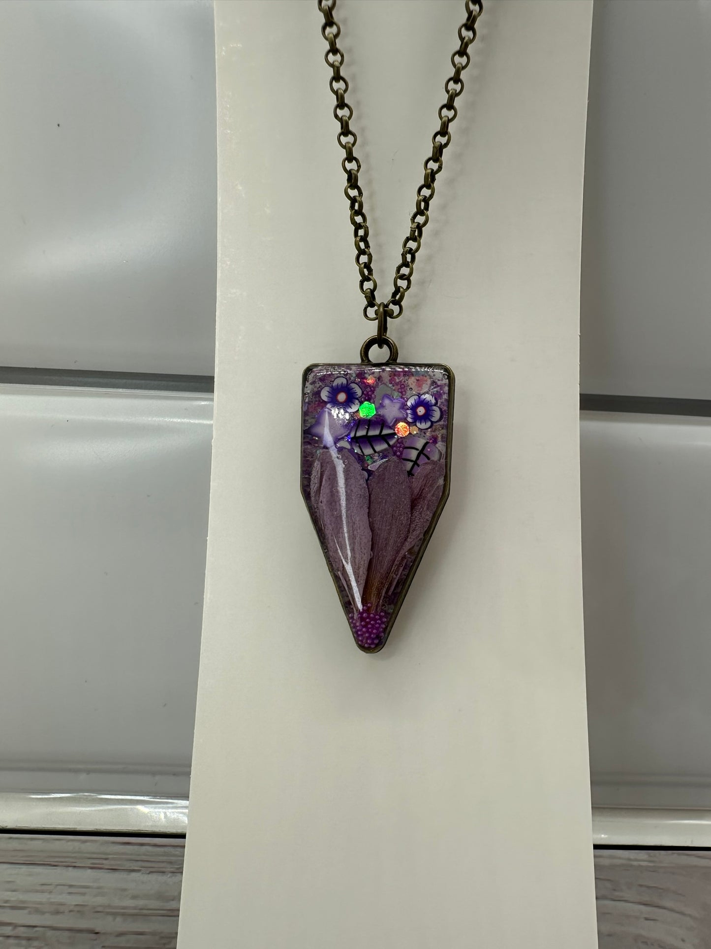 Enchanted Purple Garden Resin Necklace