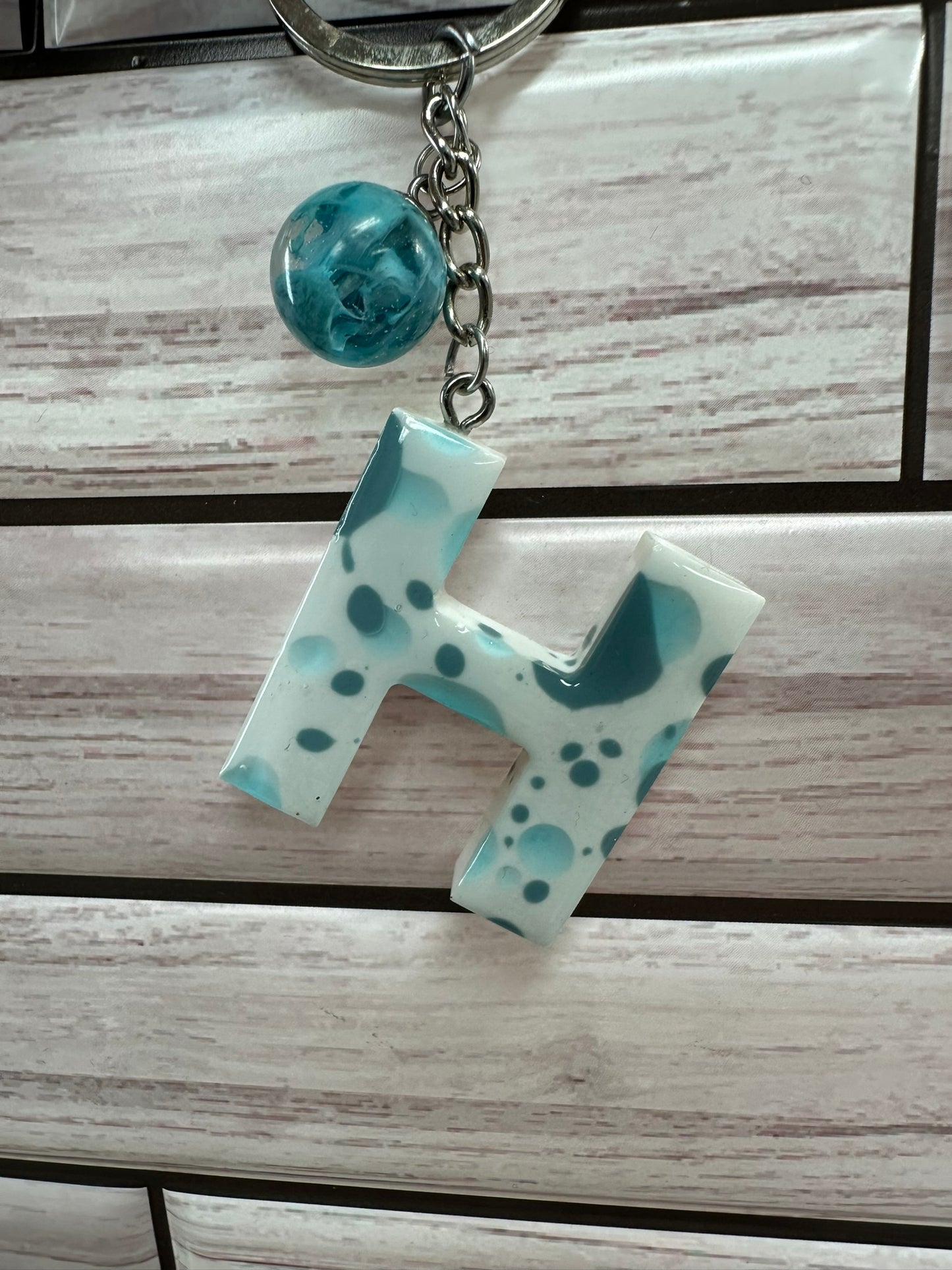 Whimsical Letter H Resin Keychain with Charm