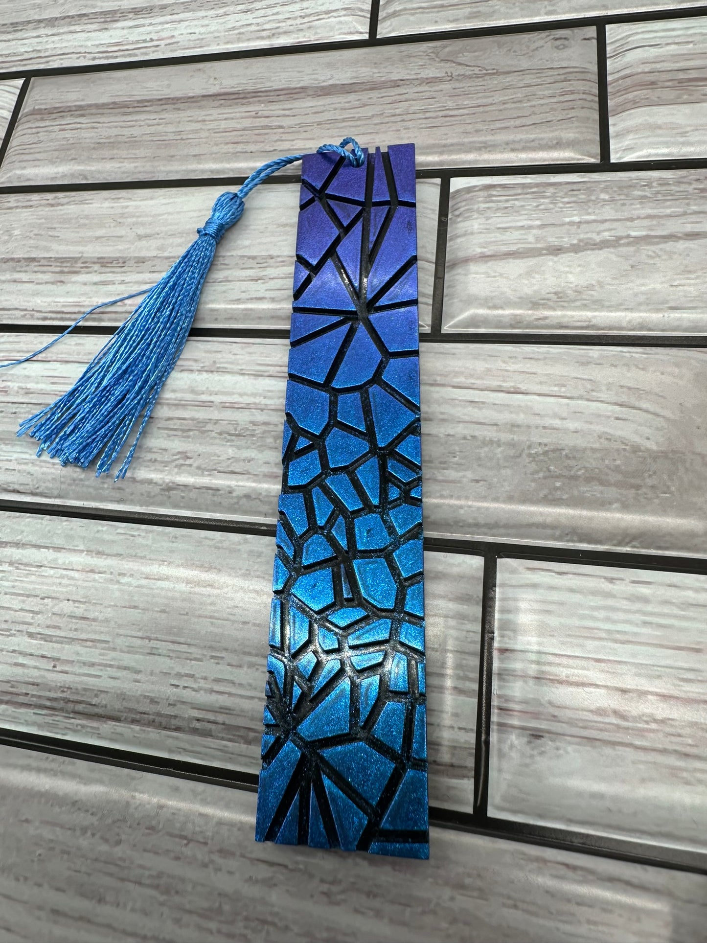 Cracked Ice Resin Bookmark with Tassel