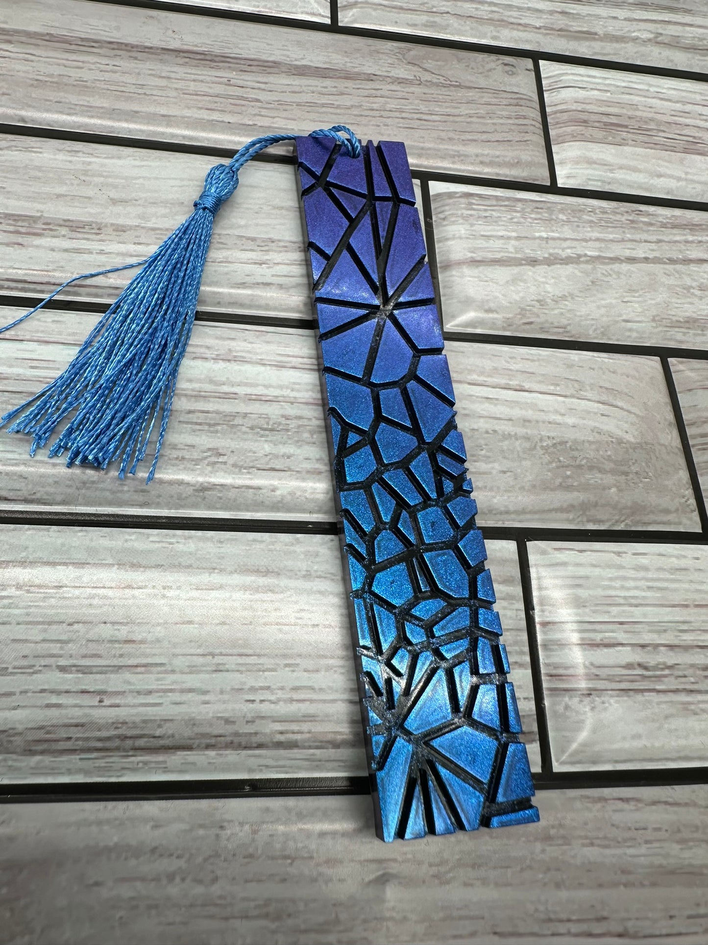 Cracked Ice Resin Bookmark with Tassel