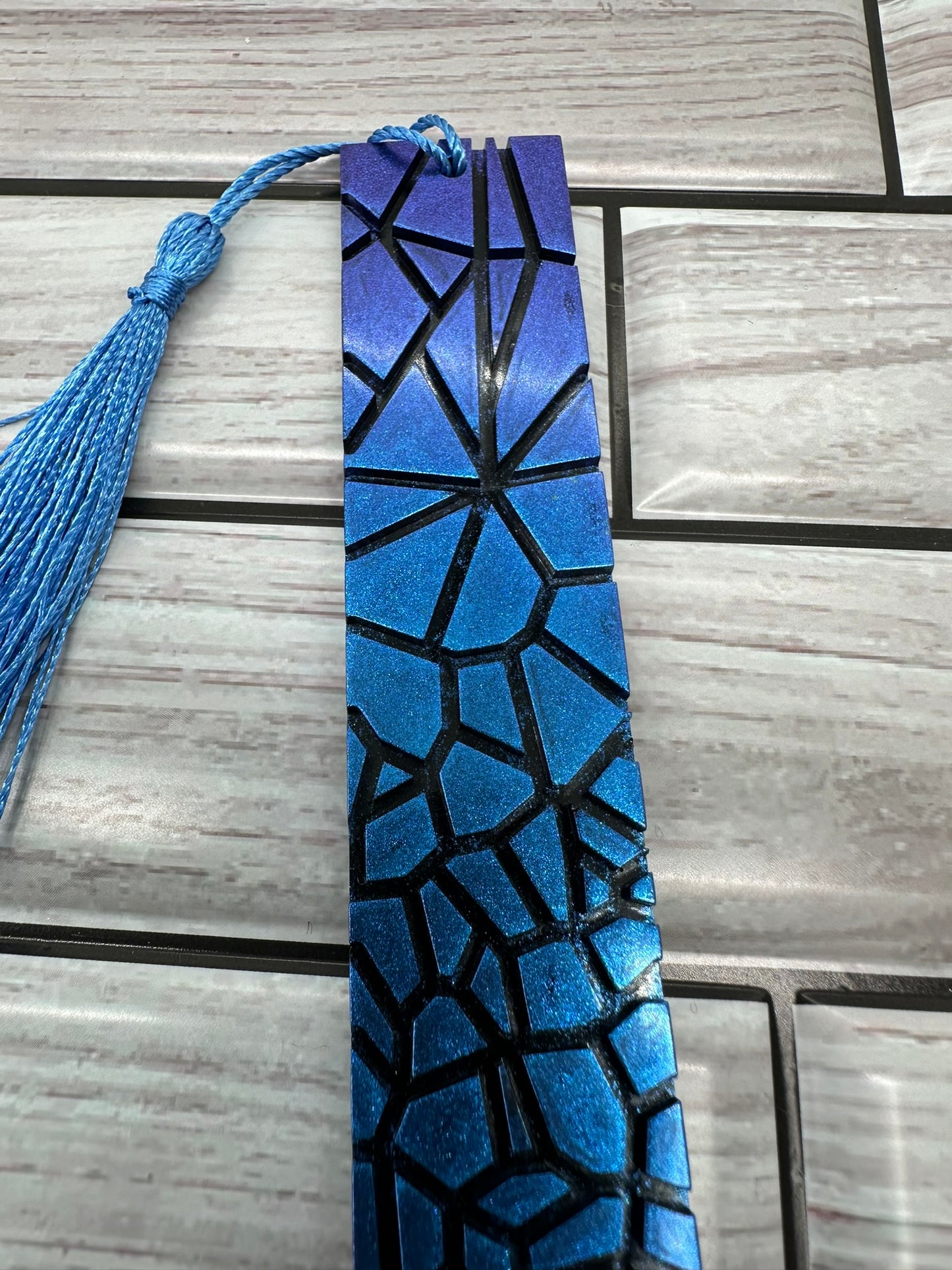 Cracked Ice Resin Bookmark with Tassel