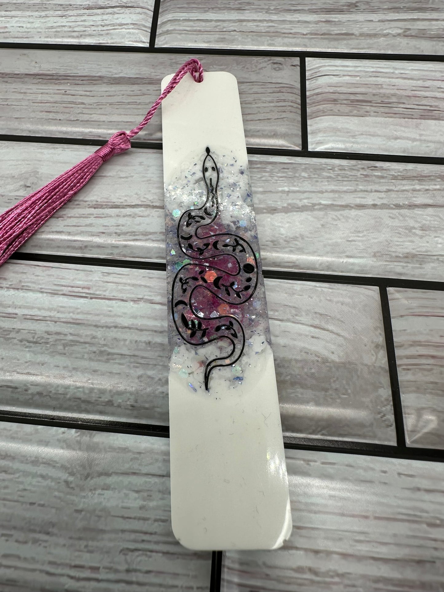 Enchanted Snake Resin Bookmark with Tassel