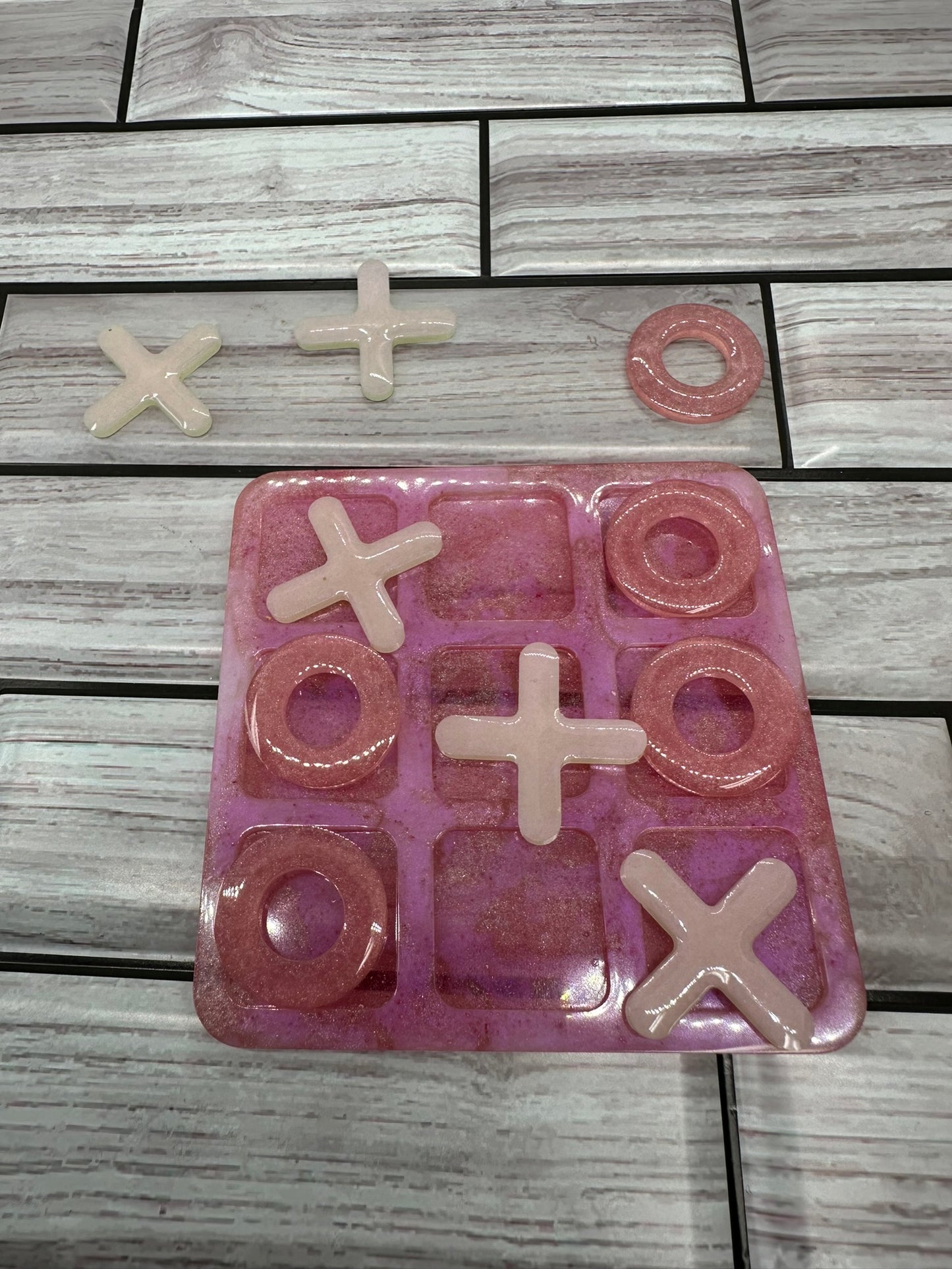 Dreamy Blush Resin Tic-Tac-Toe Board