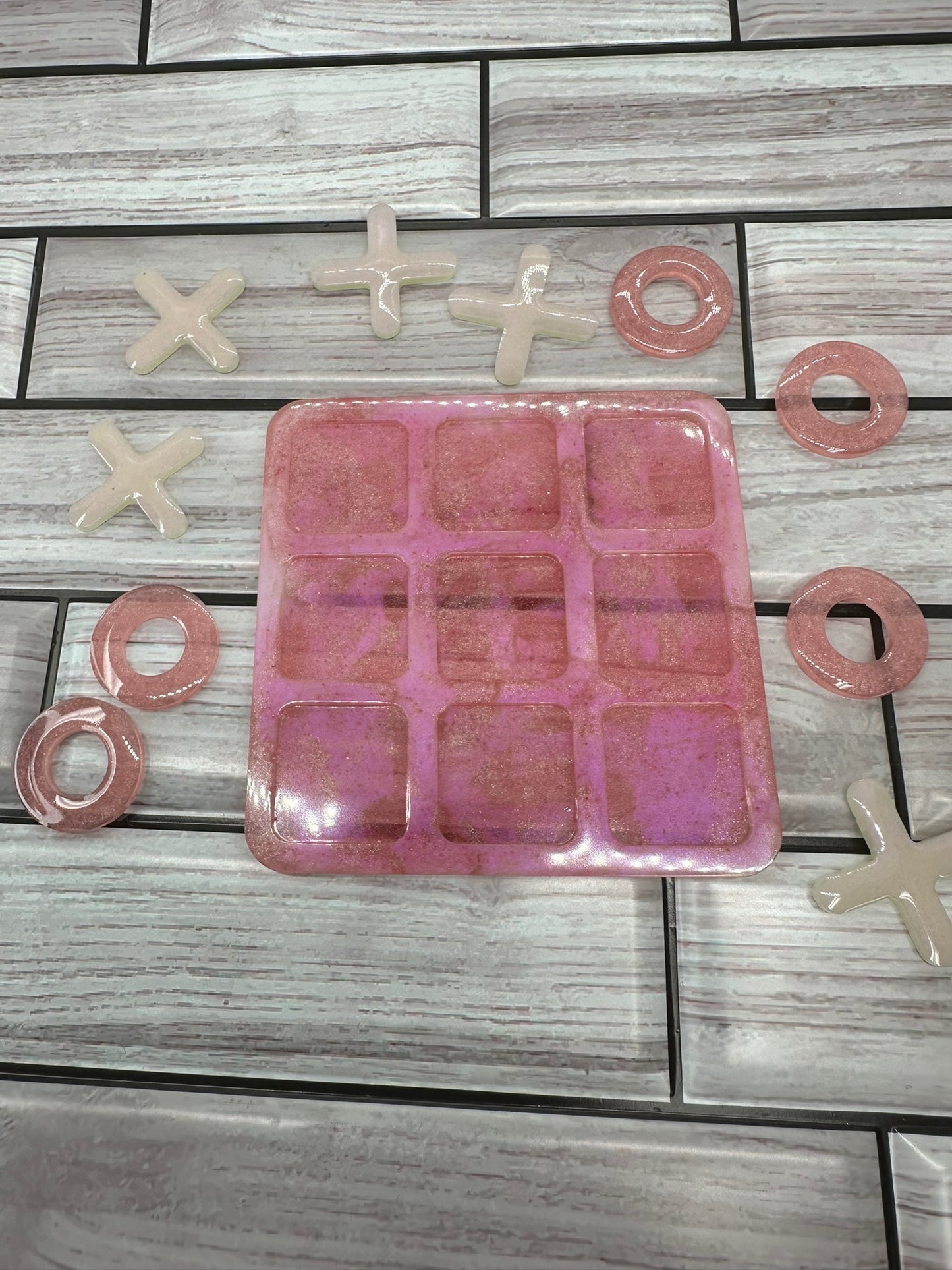 Dreamy Blush Resin Tic-Tac-Toe Board