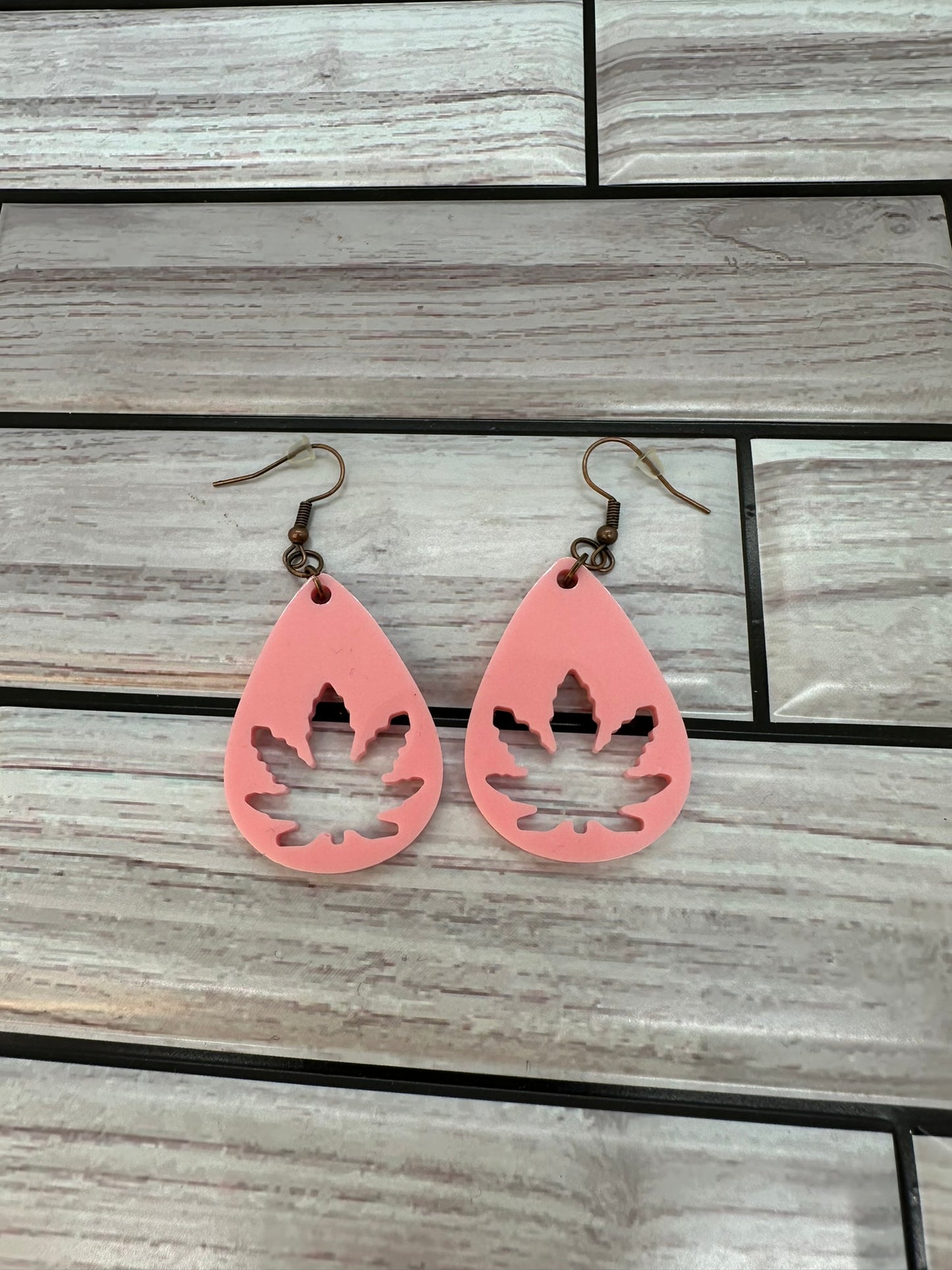 Light Pink Leaf Resin Earrings